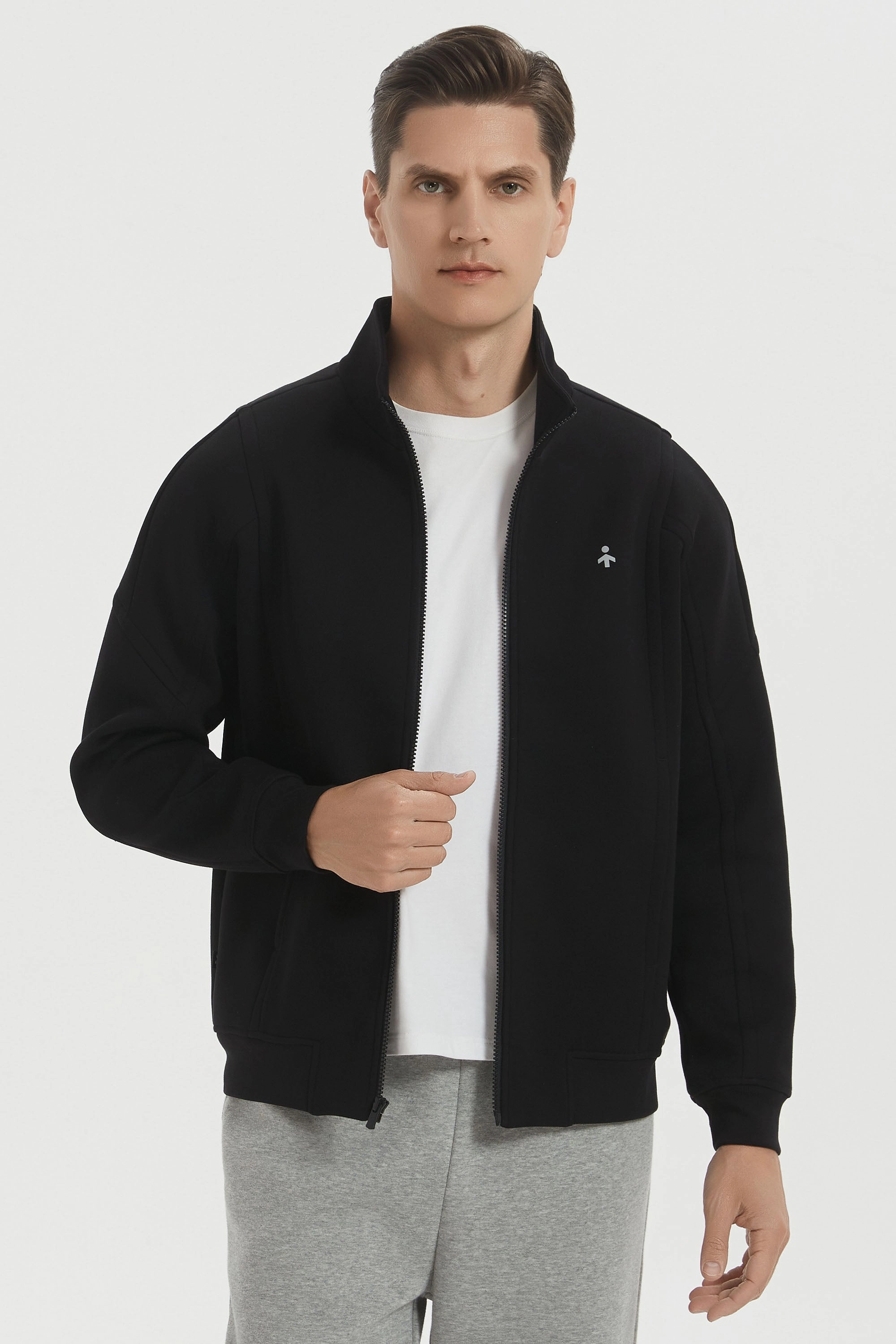 Full Zip Up Sweatshirt Long Sleeve Casual Jacket Non Irritating Tags Contrast Stitch