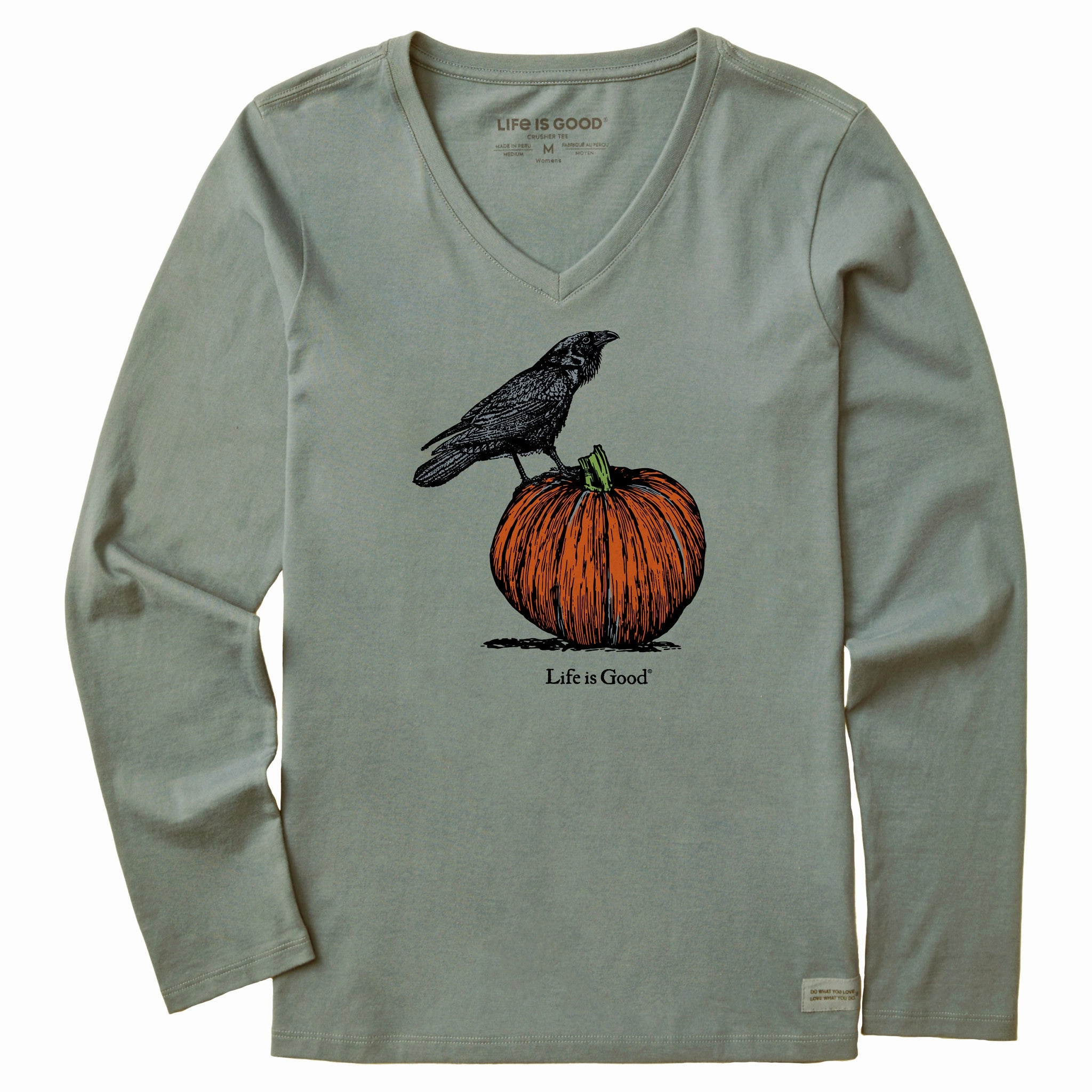 Women's Antique Raven & Pumpkin Long Sleeve Crusher Vee Quick Comfort Wear