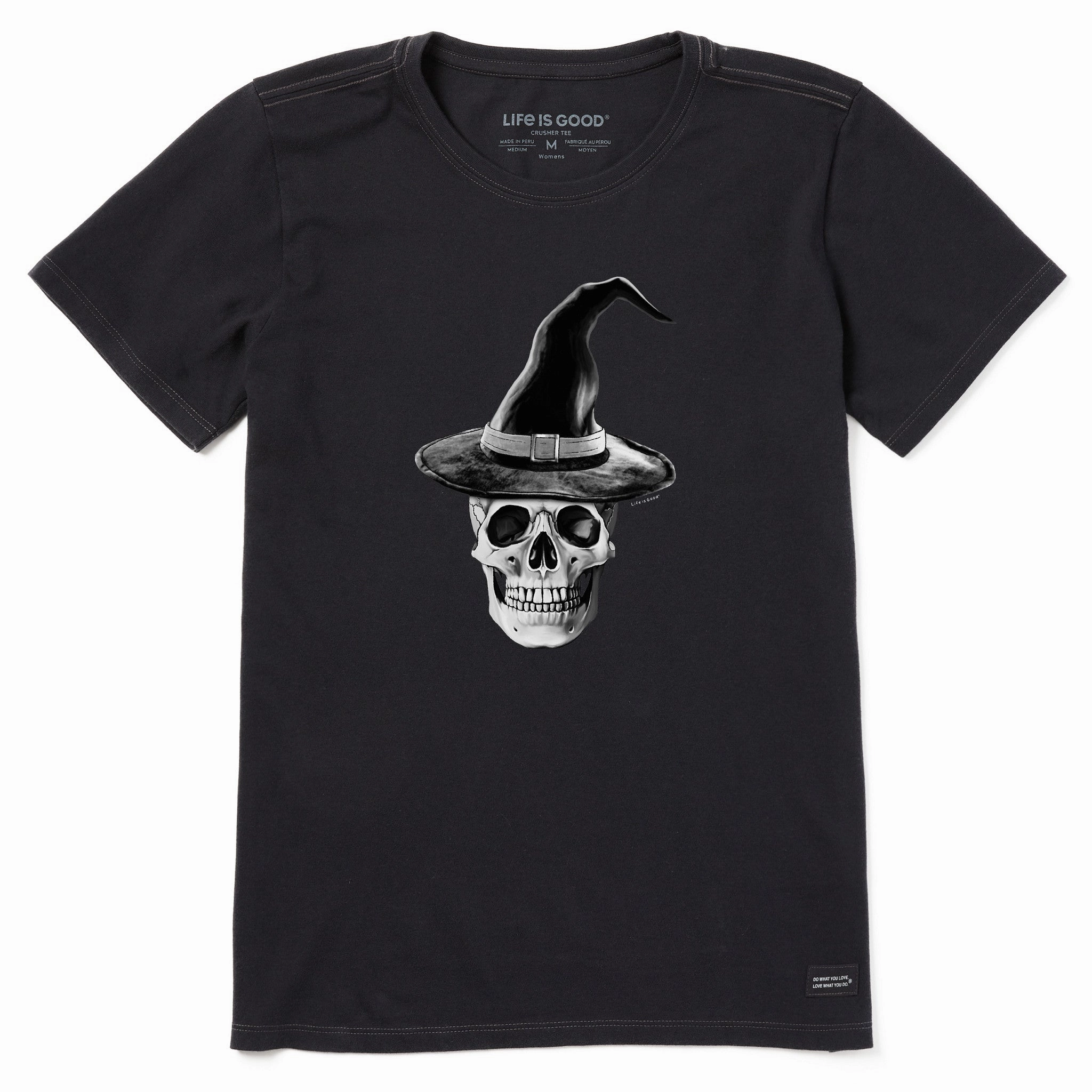 Slim fit clothing Everyday Style Trend Women's Antique Skull Witch Short Sleeve Crusher Tee