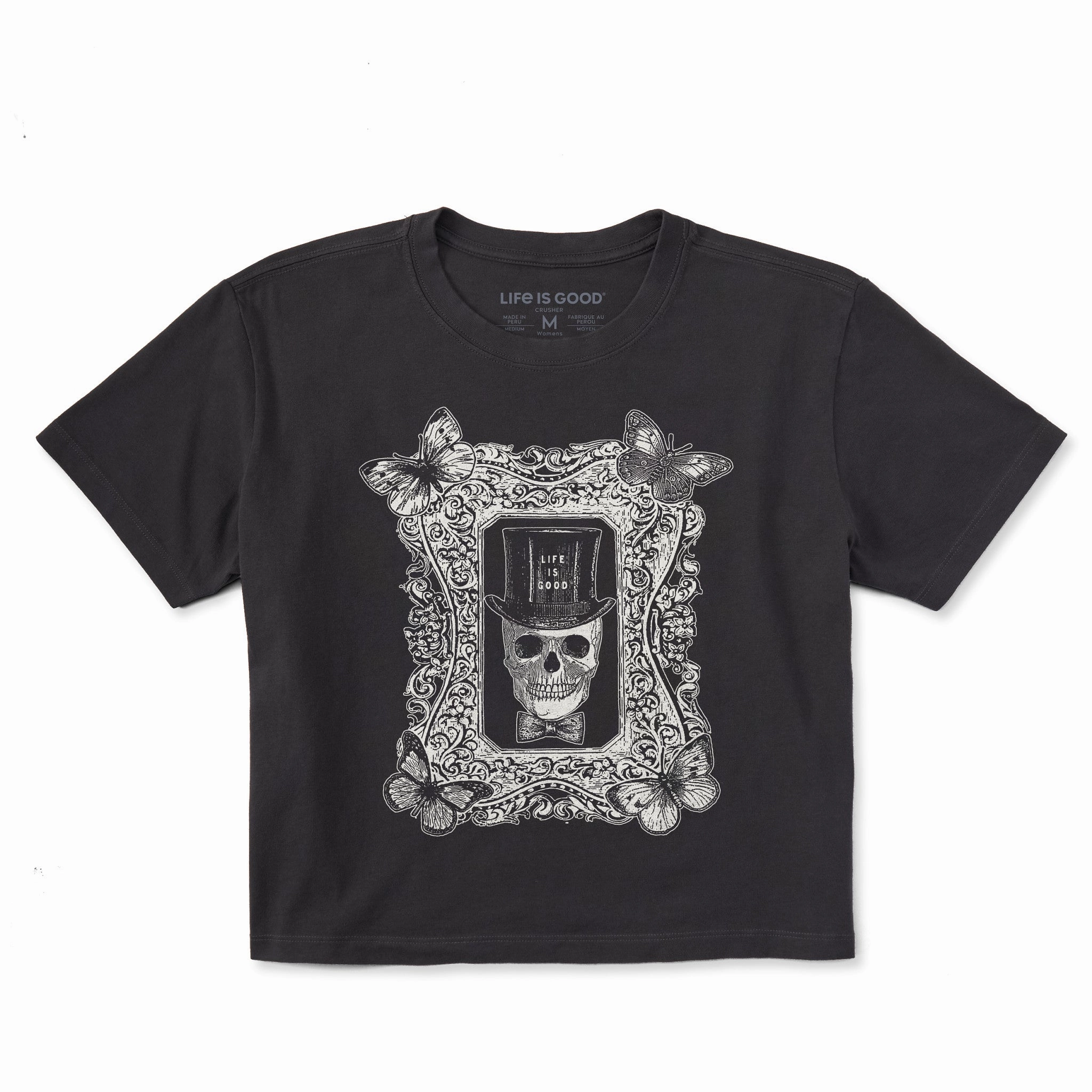Women's Antique Treat Every Day Skull Short Sleeve Crusher Boxy Tee Moisture Wicking Technology