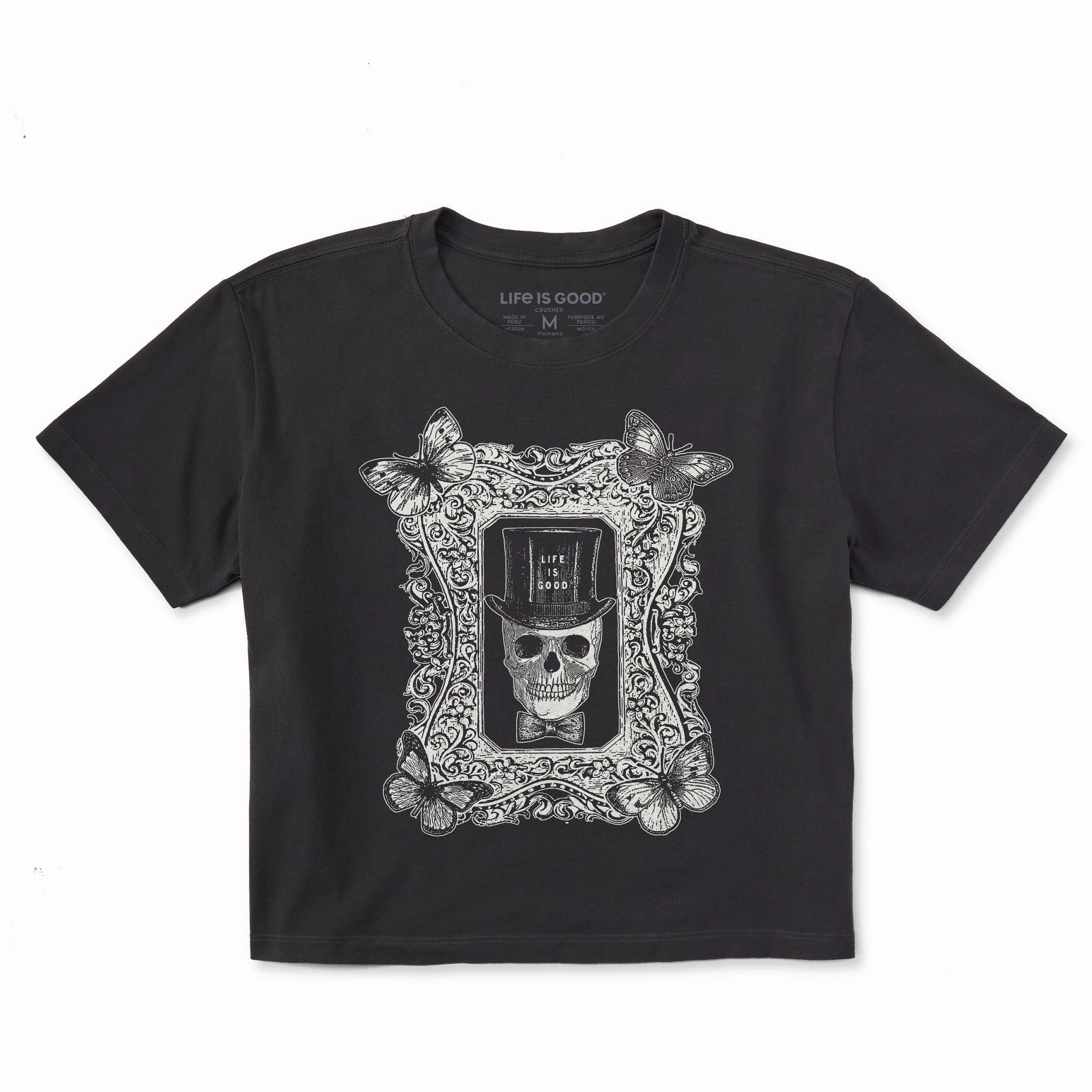 SunProtectionFabric Women's Antique Treat Every Day Skull Short Sleeve Crusher Boxy Tee