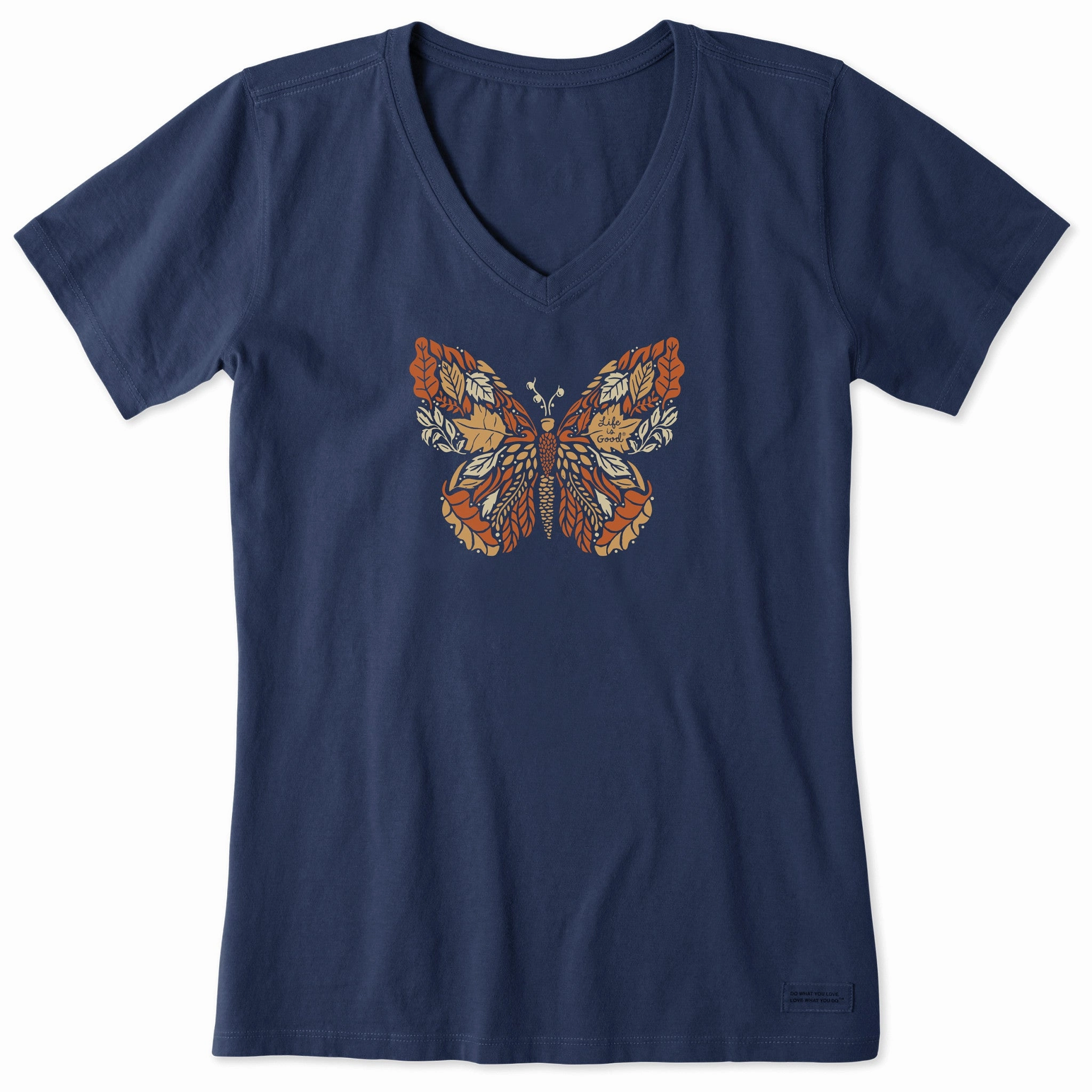 Women's Autumn Butterfly Short Sleeve Crusher Vee Travel Friendly