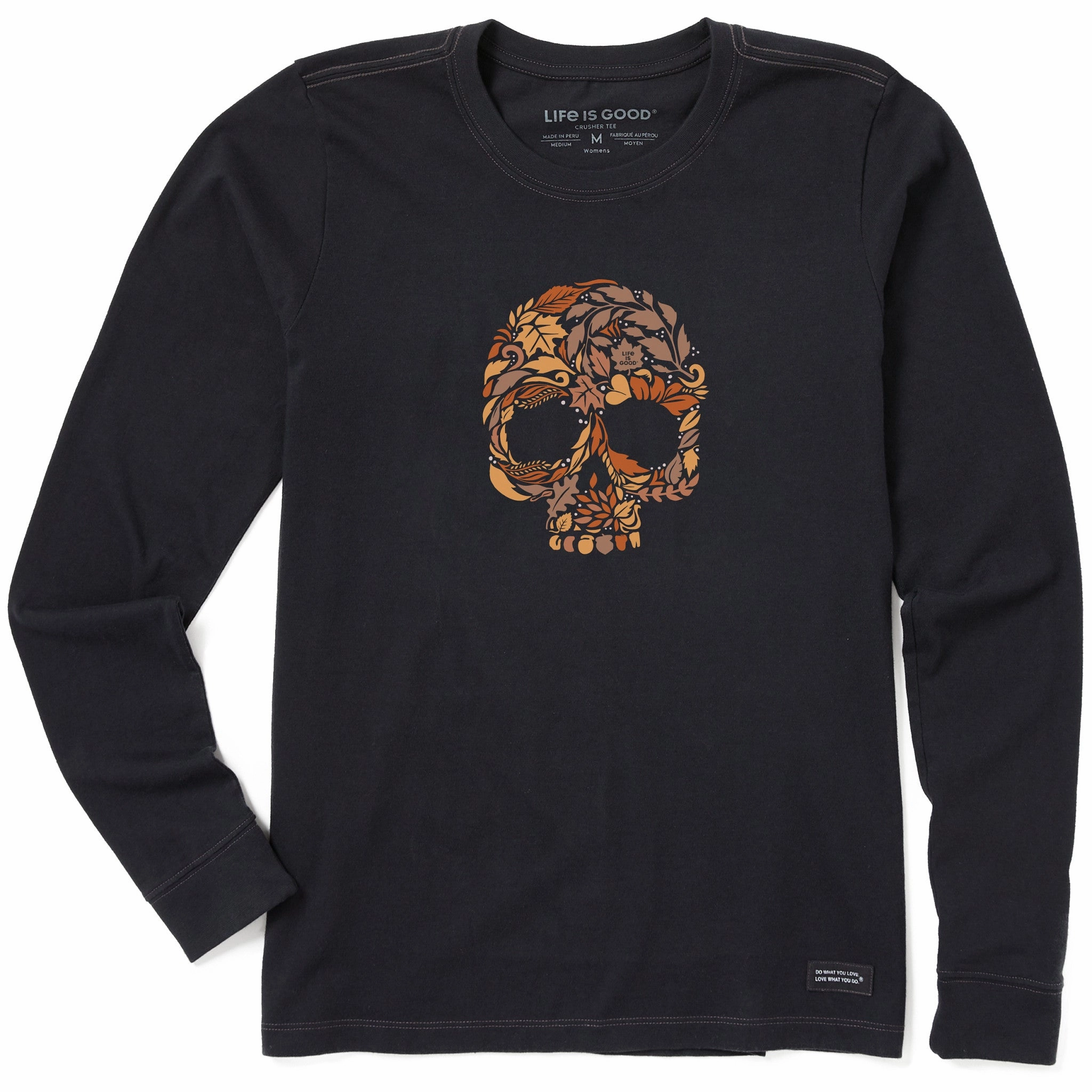 Vegan Women's Autumn Skull Long Sleeve Crusher Tee