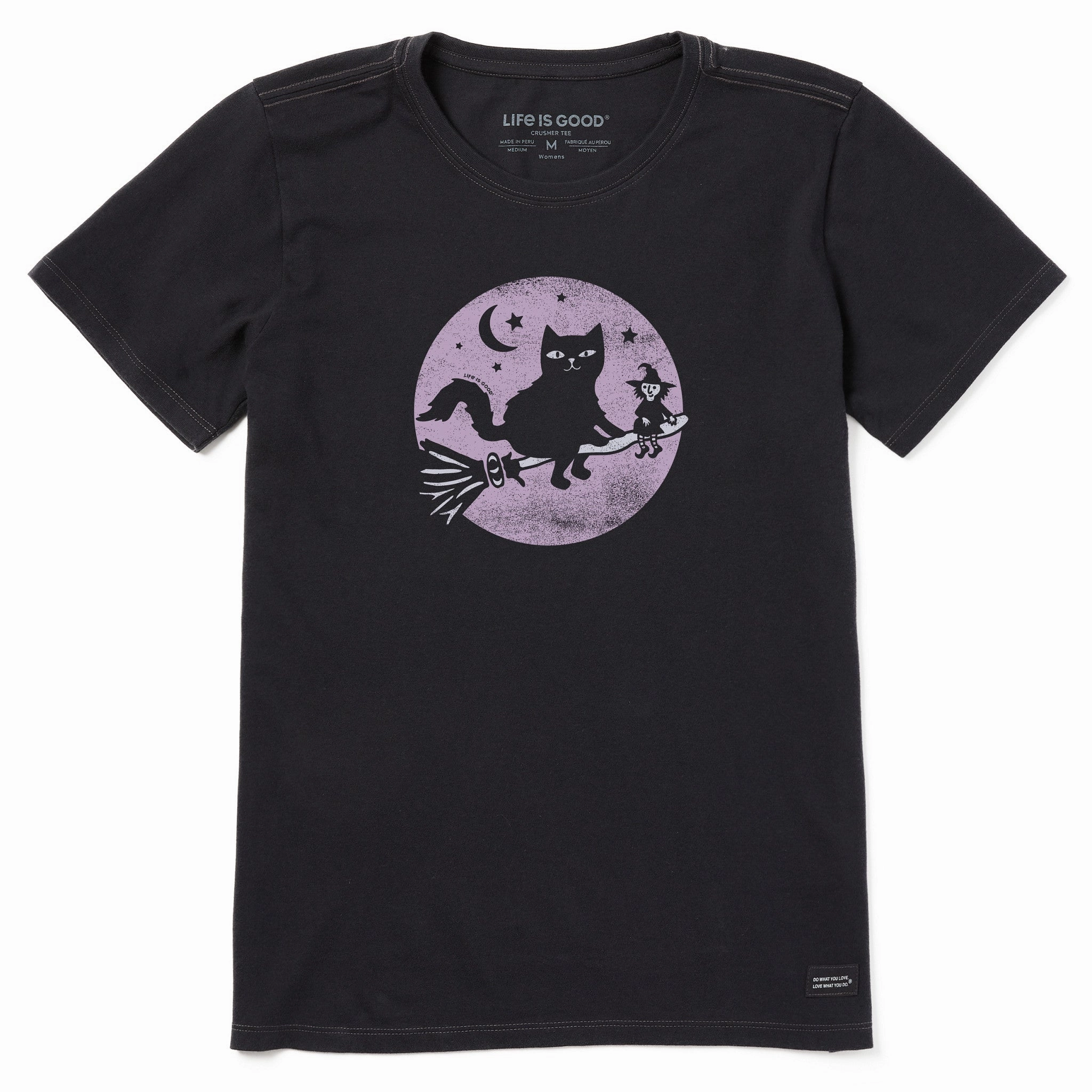 Women's Cat and Tiny Witch Short Sleeve Tee Summer cool Fresh Trend