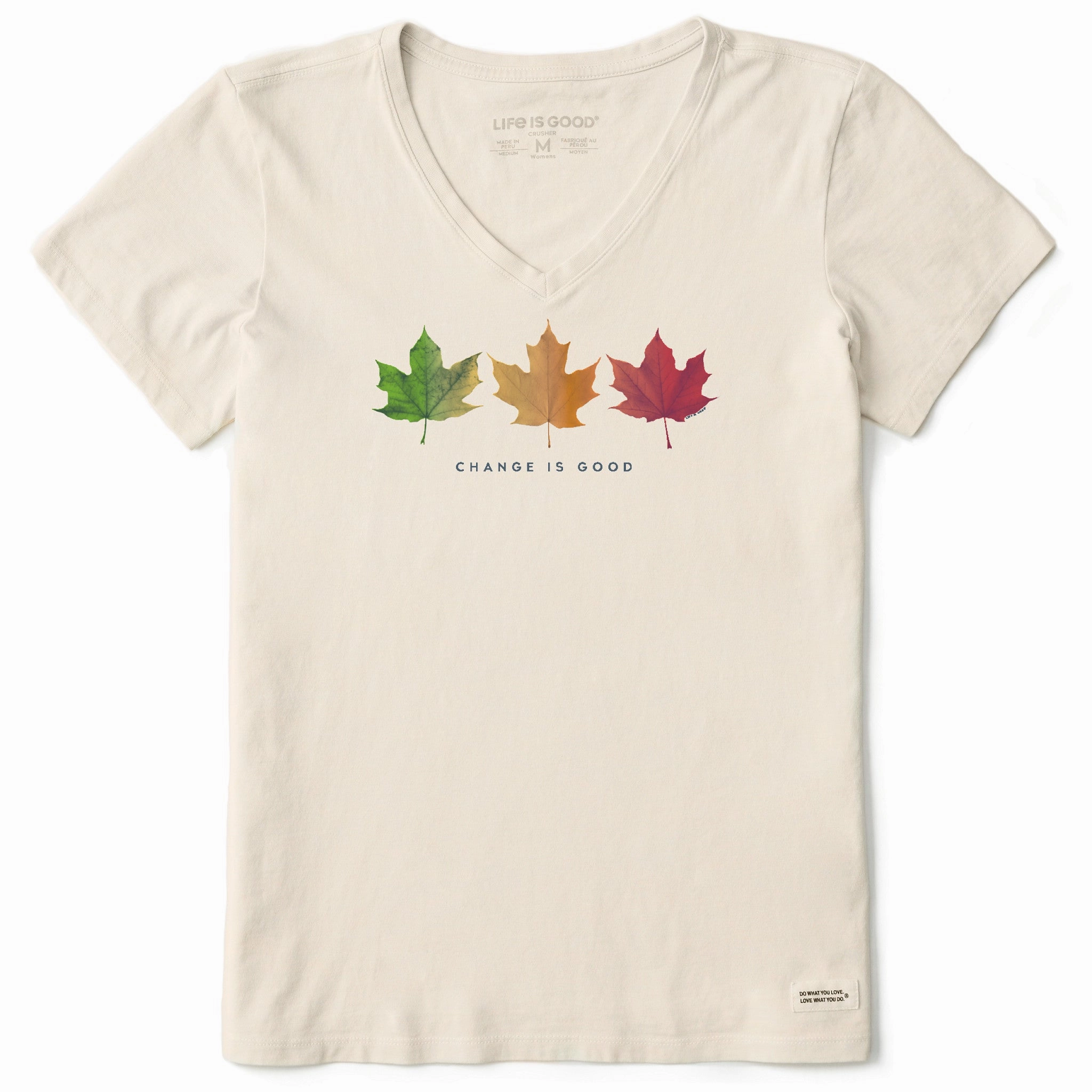 theater visit Hiking durability Women's Change is Good 3 Leaves Short Sleeve Crusher Vee