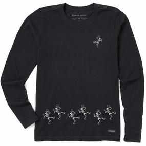 college Women's Dancing Spooky Skeletons Long Sleeve Crusher Tee