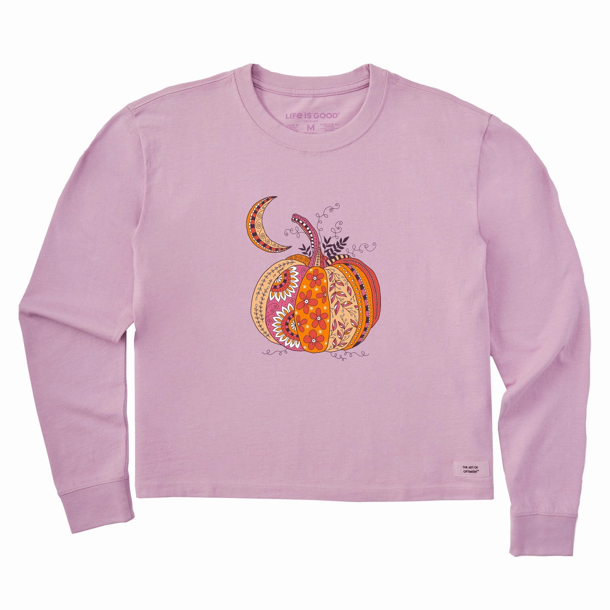 Business Meeting Women's Doodle Pumpkin Long Sleeve Crusher Boxy Tee