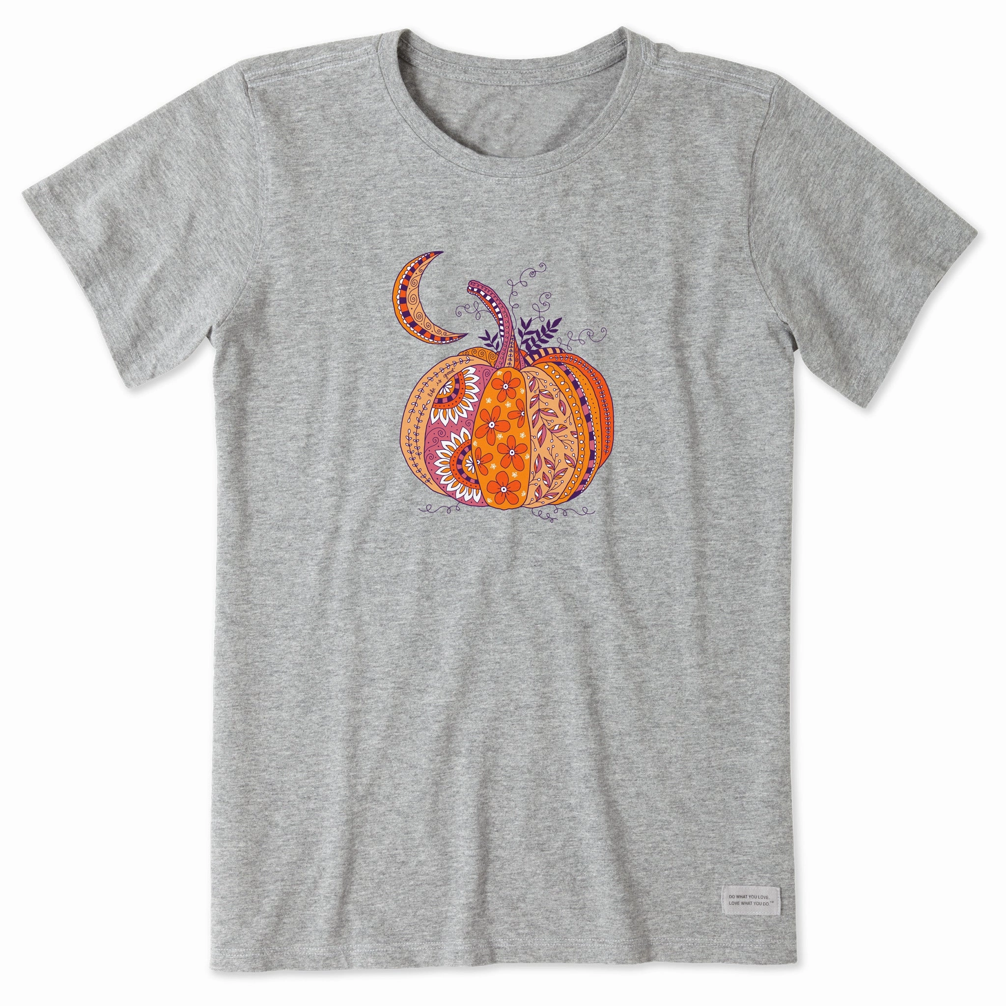 Comfy Performance Wear Unique Design Women's Doodle Pumpkin Short Sleeve Crusher Tee