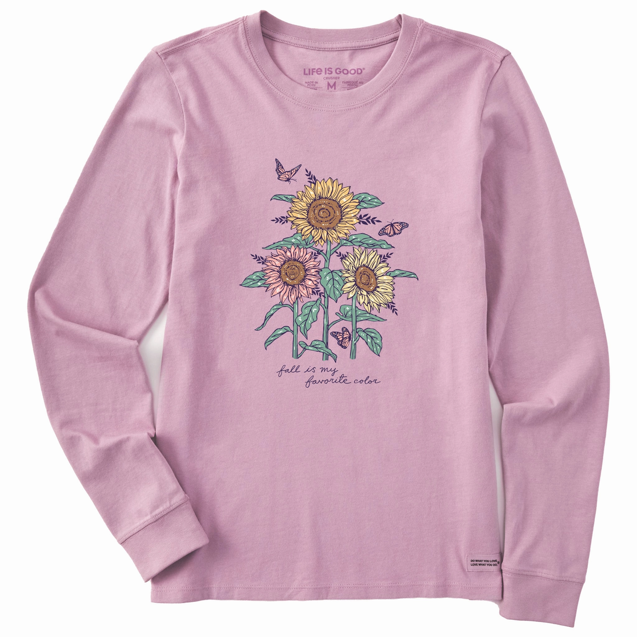 Women's Fall is my Favorite Sunflowers Long Sleeve Crusher Tee Comfortable Shape Travel Friendly
