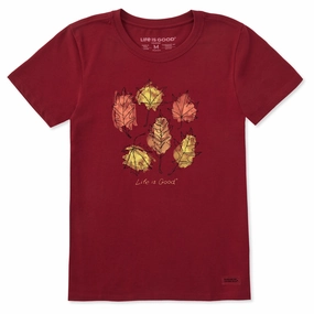 Layer-Friendly Soft Material Women's Fall Leaves change Short Sleeve Crusher Tee