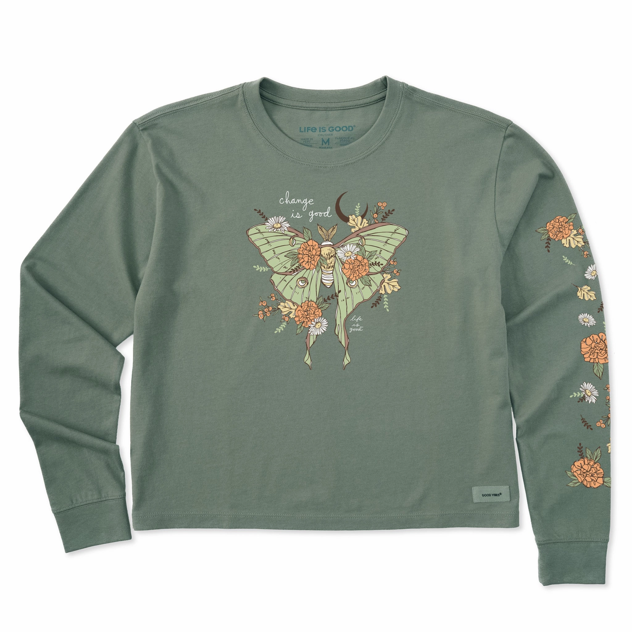 Fresh Outfit Style Women's Fall Luna Moth Long Sleeve Crusher Boxy Tee