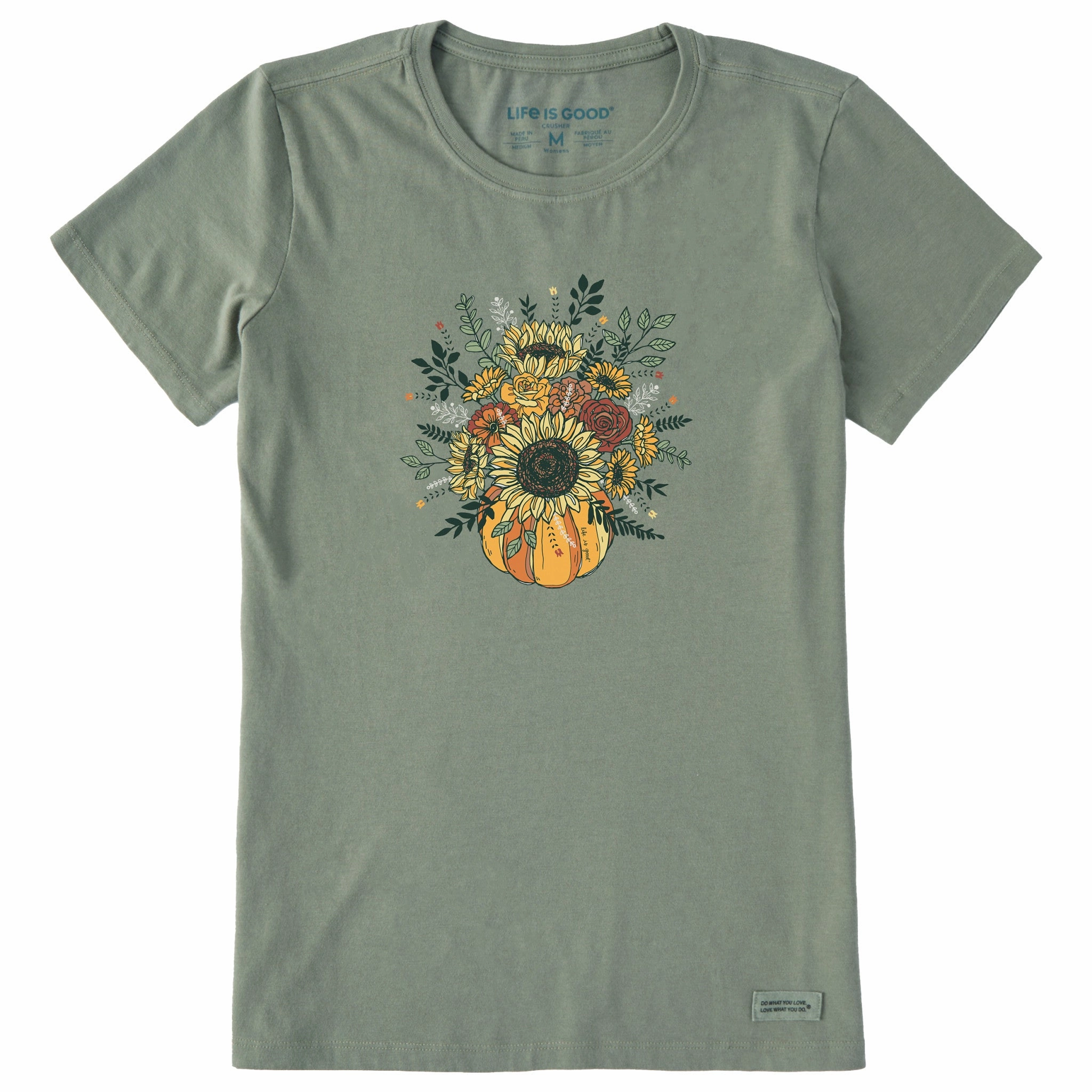 Women's Fall Pumpkin Flowers Short Sleeve Crusher Tee Breathable Look