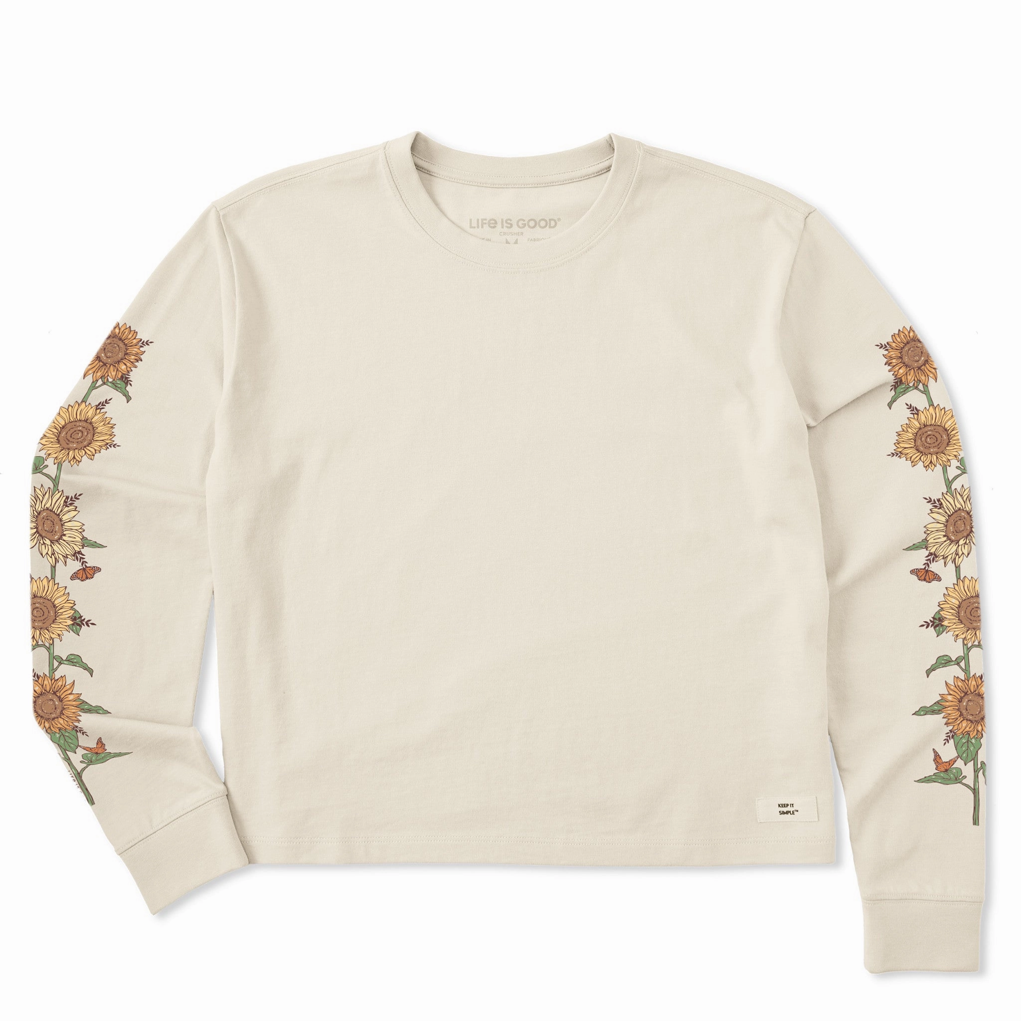 Women's Fall Sunflowers Long Sleeve Crusher Boxy Tee Anti-bacterial Comfortable apparel