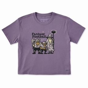 Durable Collar Construction Taped Neckline Women's Fantasy Football Trio Short Sleeve Crusher Boxy Tee