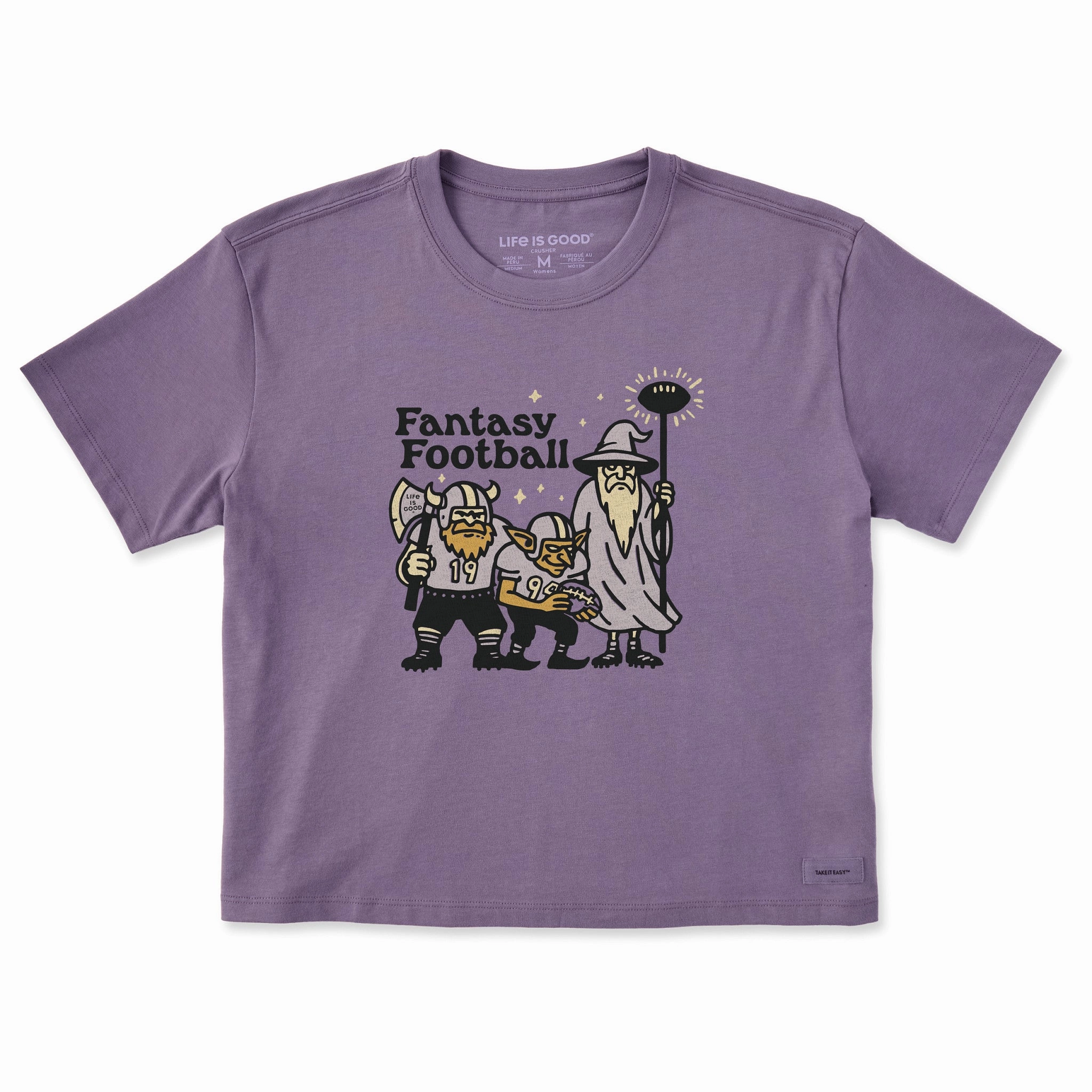 Women's Fantasy Football Trio Short Sleeve Crusher Boxy Tee Premium Comfort