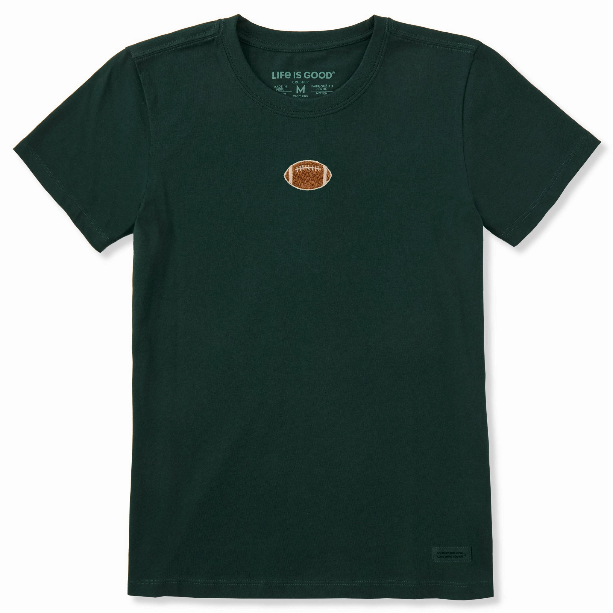 Women's Football Embroidery Short Sleeve Crusher Tee Reinforced Collar