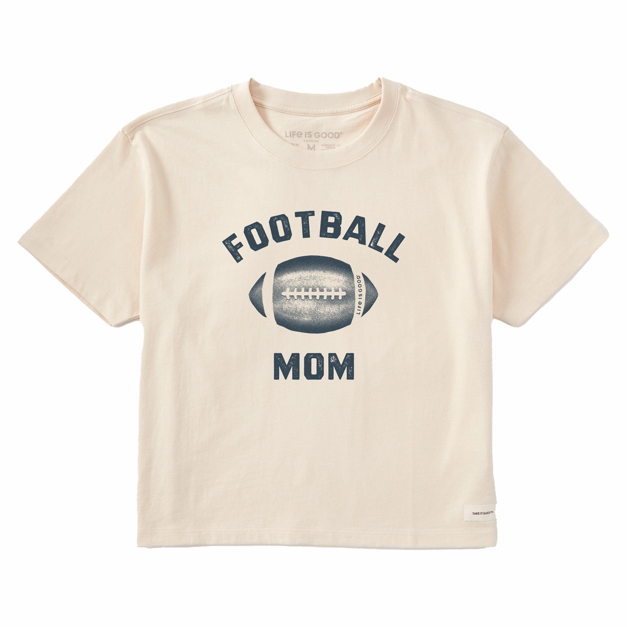 Fun and Playful Short Sleeve Women's Football Lovin' Mom Short Sleeve Crusher Boxy Tee