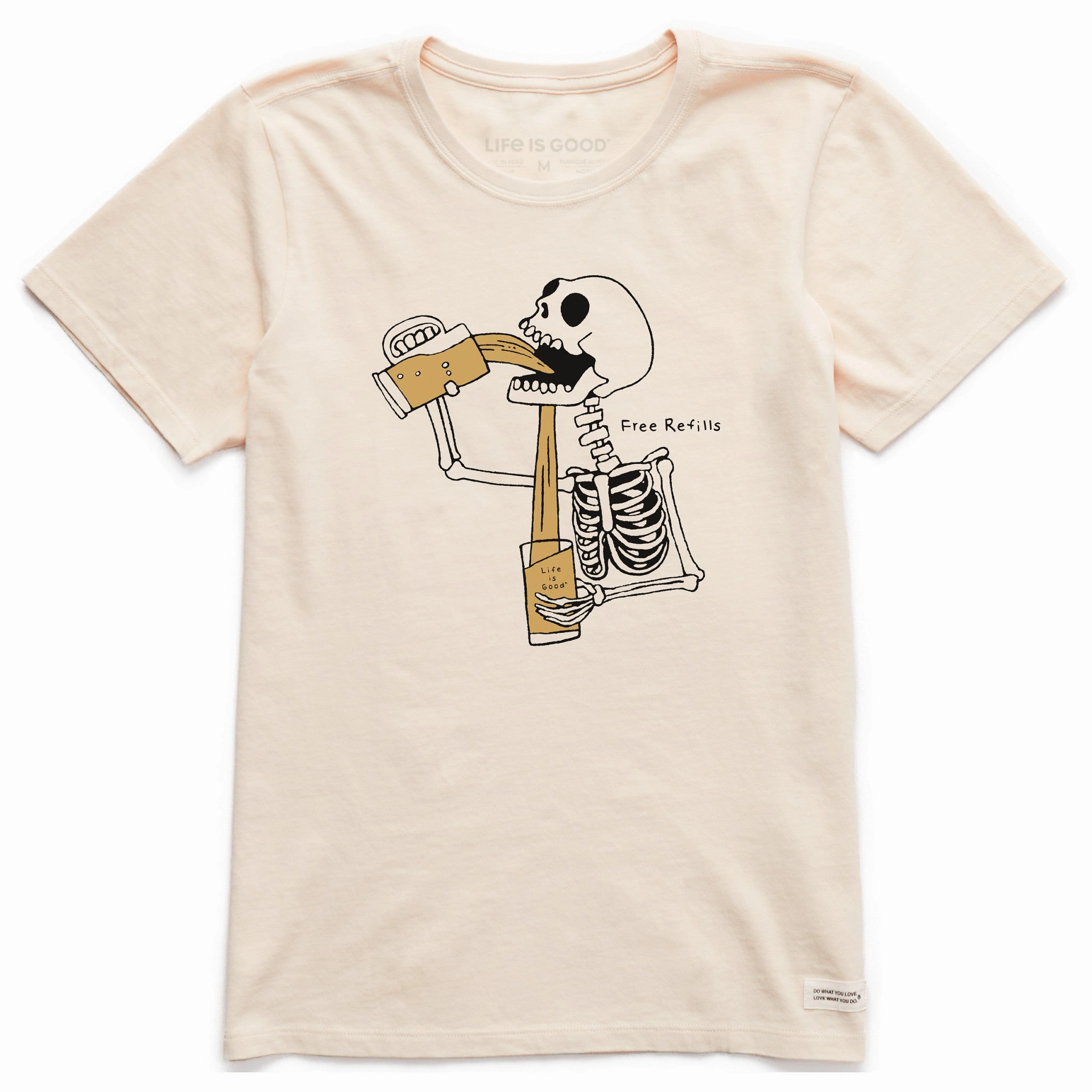 Women's Free Refills Skeleton Short Sleeve Crusher Tee Linen blend Flexible Design