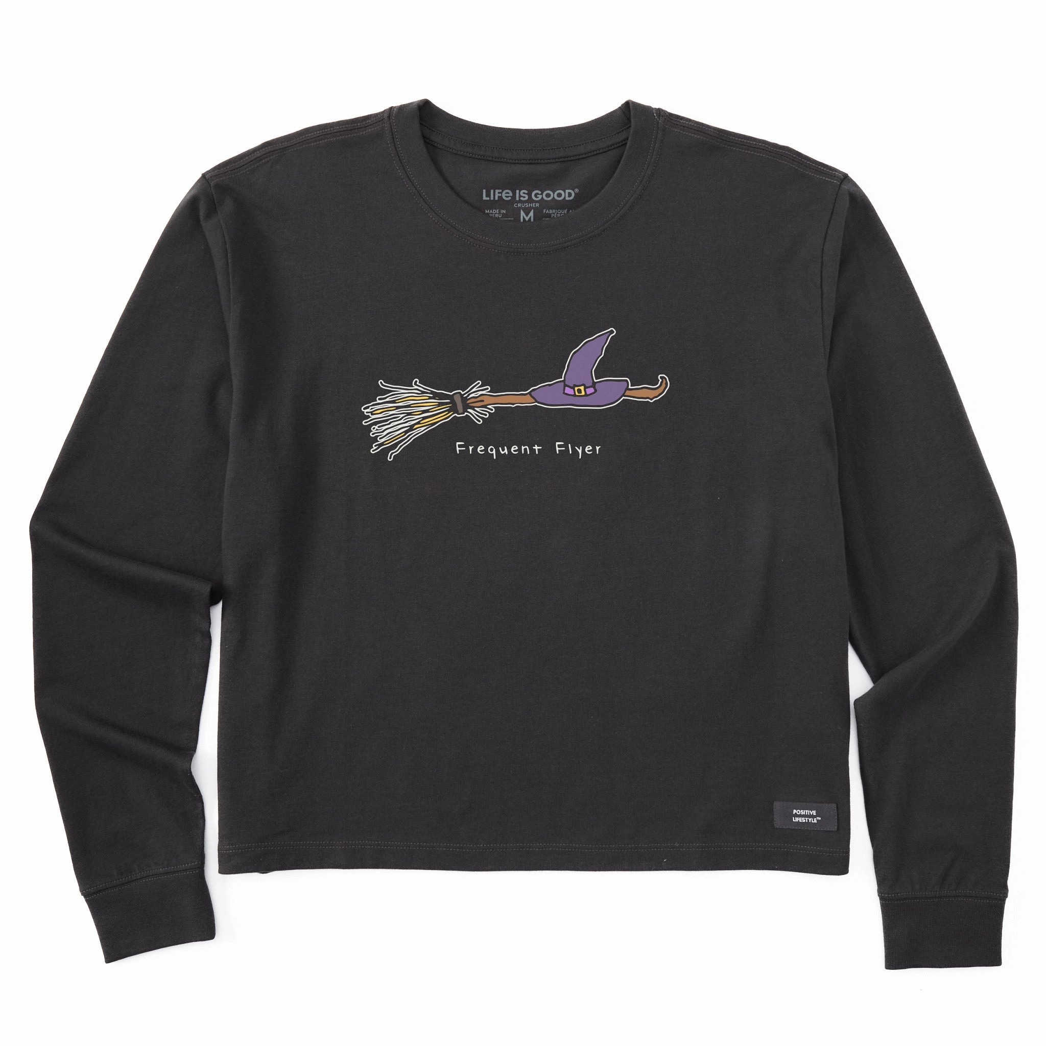 OdorResistant Women's Frequent Flyer Witch Broom Long Sleeve Crusher Boxy Tee