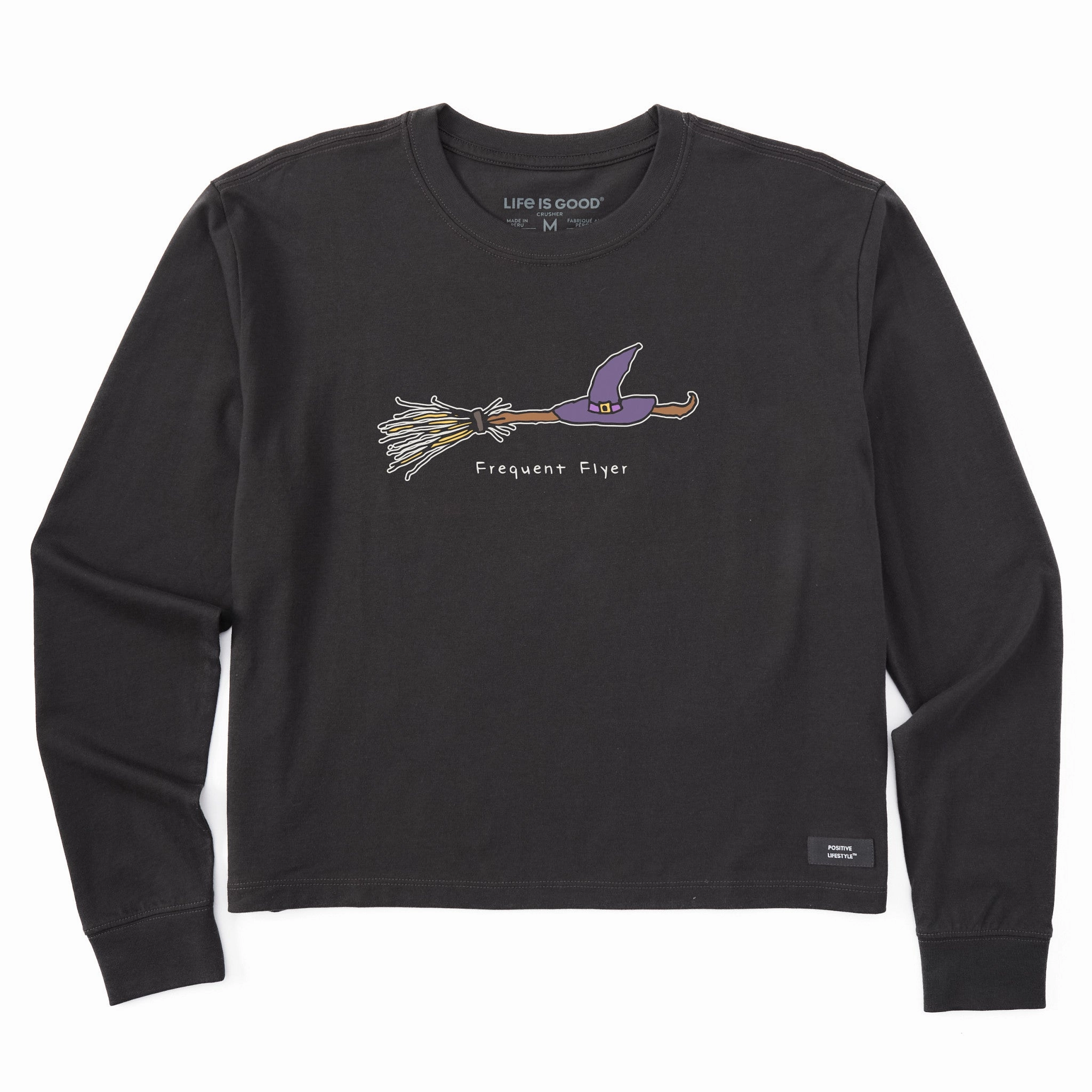 Wool combination All-Season Comfort Wear Women's Frequent Flyer Witch Broom Long Sleeve Crusher Boxy Tee