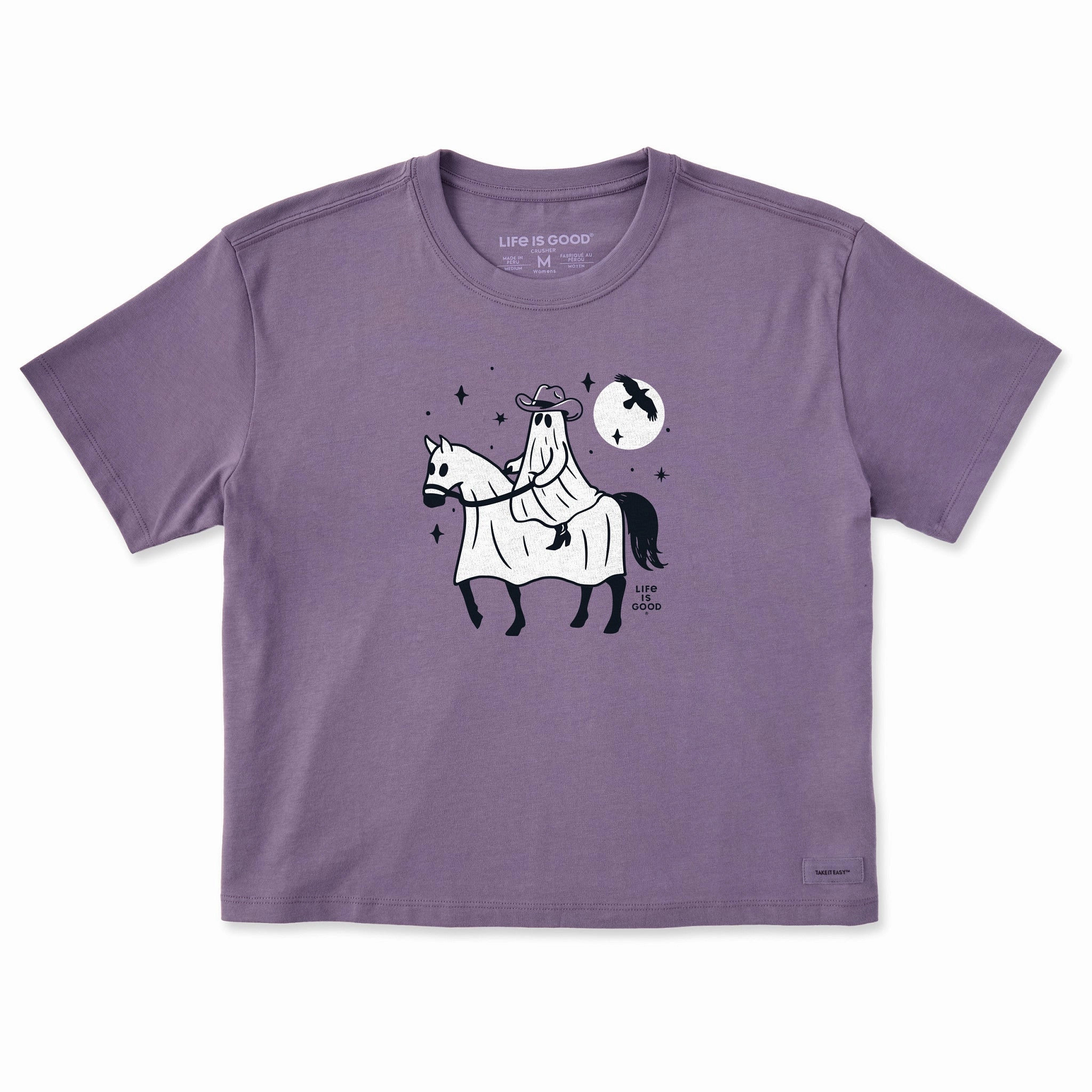 Women's Ghost Cowboy Short Sleeve Crusher Boxy Tee All-Purpose Comfort MultipurposeCuffs