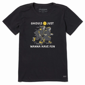 Quick Comfort Design Women's Ghouls Just Wanna Have Fun Roller Skates Short Sleeve Tee