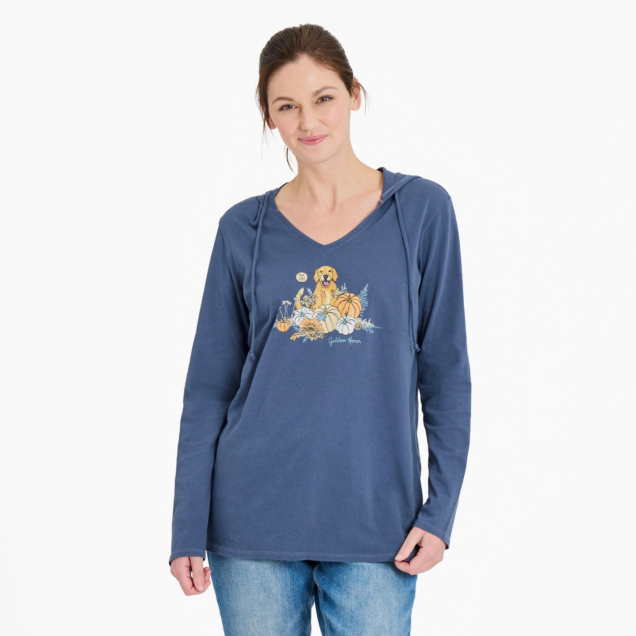 Soft and Lightweight Women's Golden Hour Long Sleeve Crusher-LITE Hooded Tee