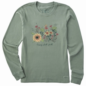 Beach relaxation Women's Happy Fall Flowers Long Sleeve Crusher Tee