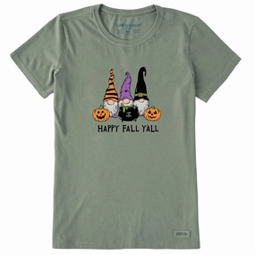 Women's Happy Fall Y'all Short Sleeve Crusher Tee Flexible Ribbed Cuffs Perfect Wear