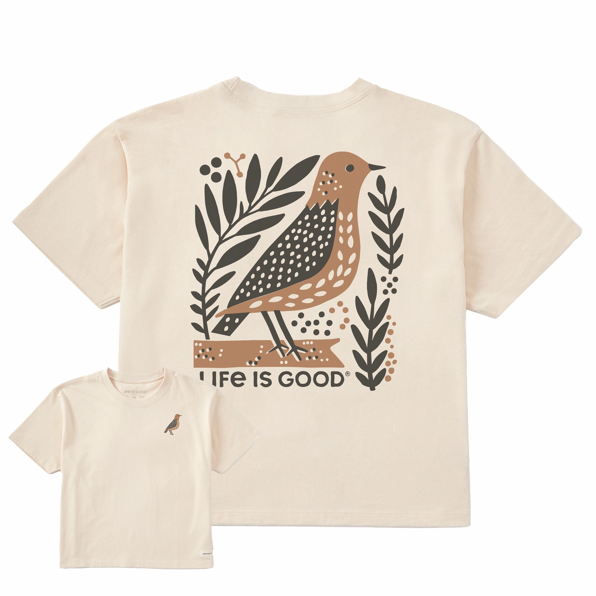 Fashion Comfort Women's Harvest Bird Short Sleeve Crusher Boxy Tee