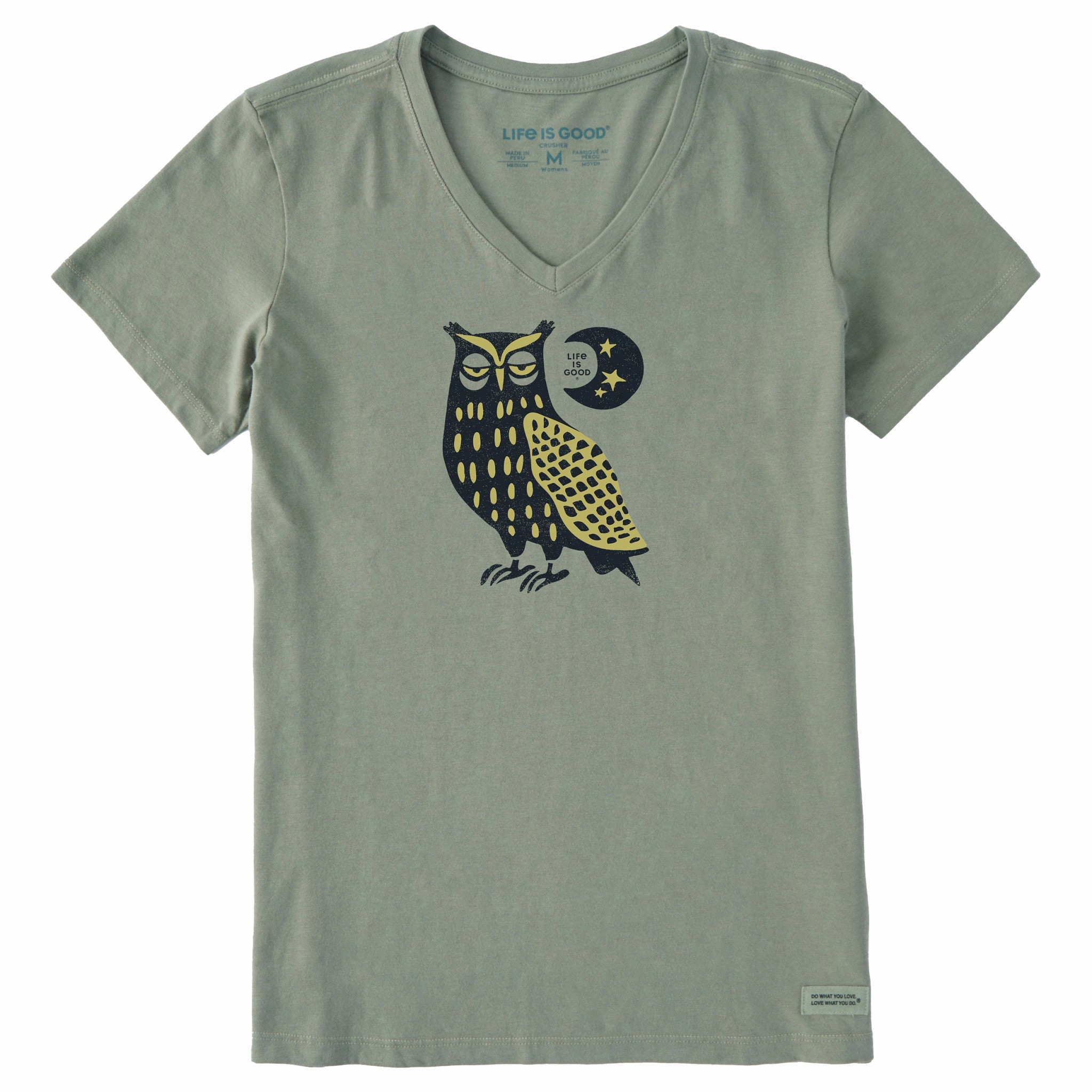 Women's Harvest Owl Short Sleeve Crusher Vee hypoallergenic
