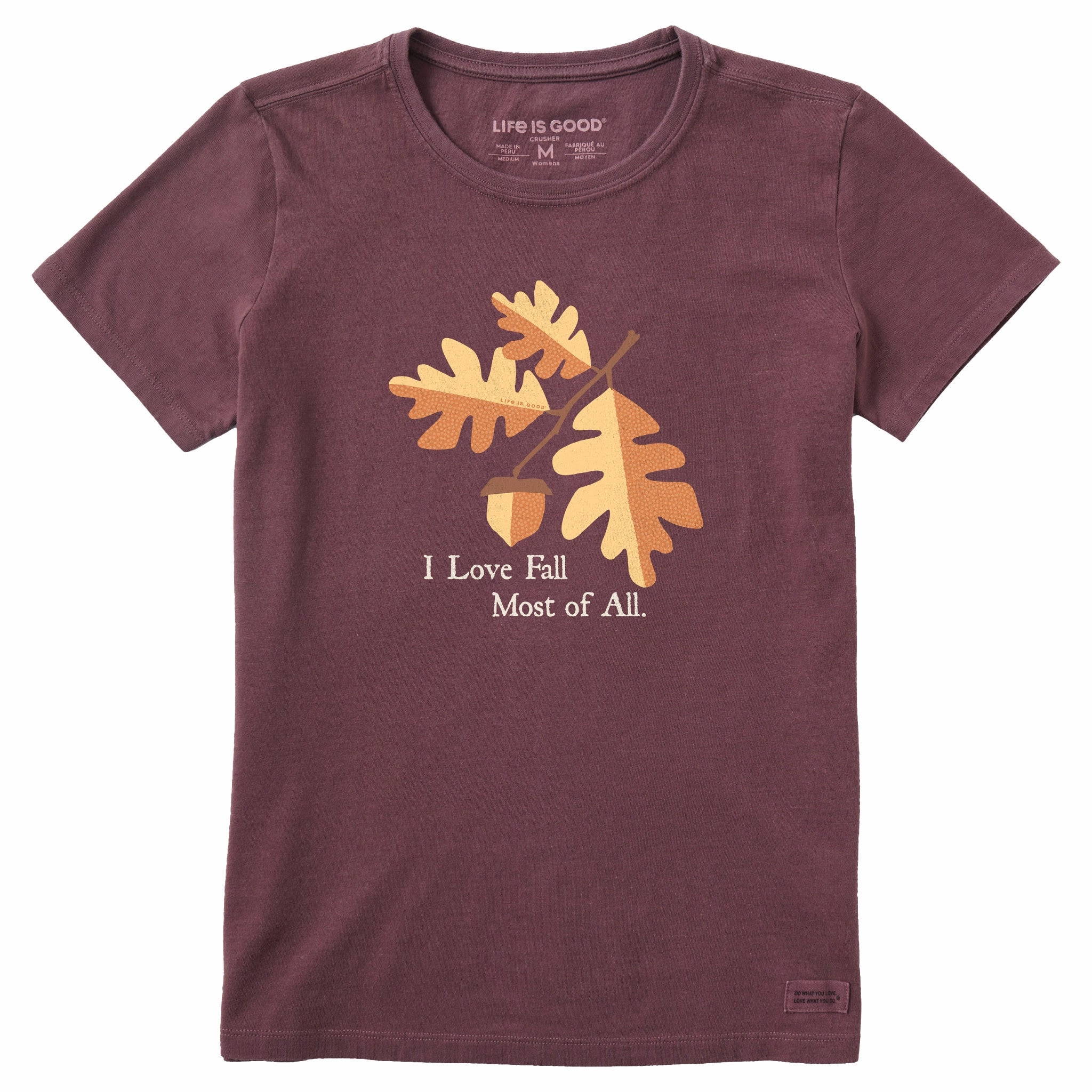 Women's I Love Fall Acorn Short Sleeve Crusher Tee Casual everyday wear Flexible Design