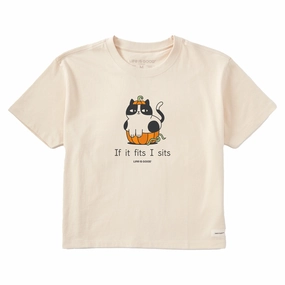 Performance Fit Comfy Fit Wear Women's If it fits I sits Short Sleeve Crusher Boxy Tee