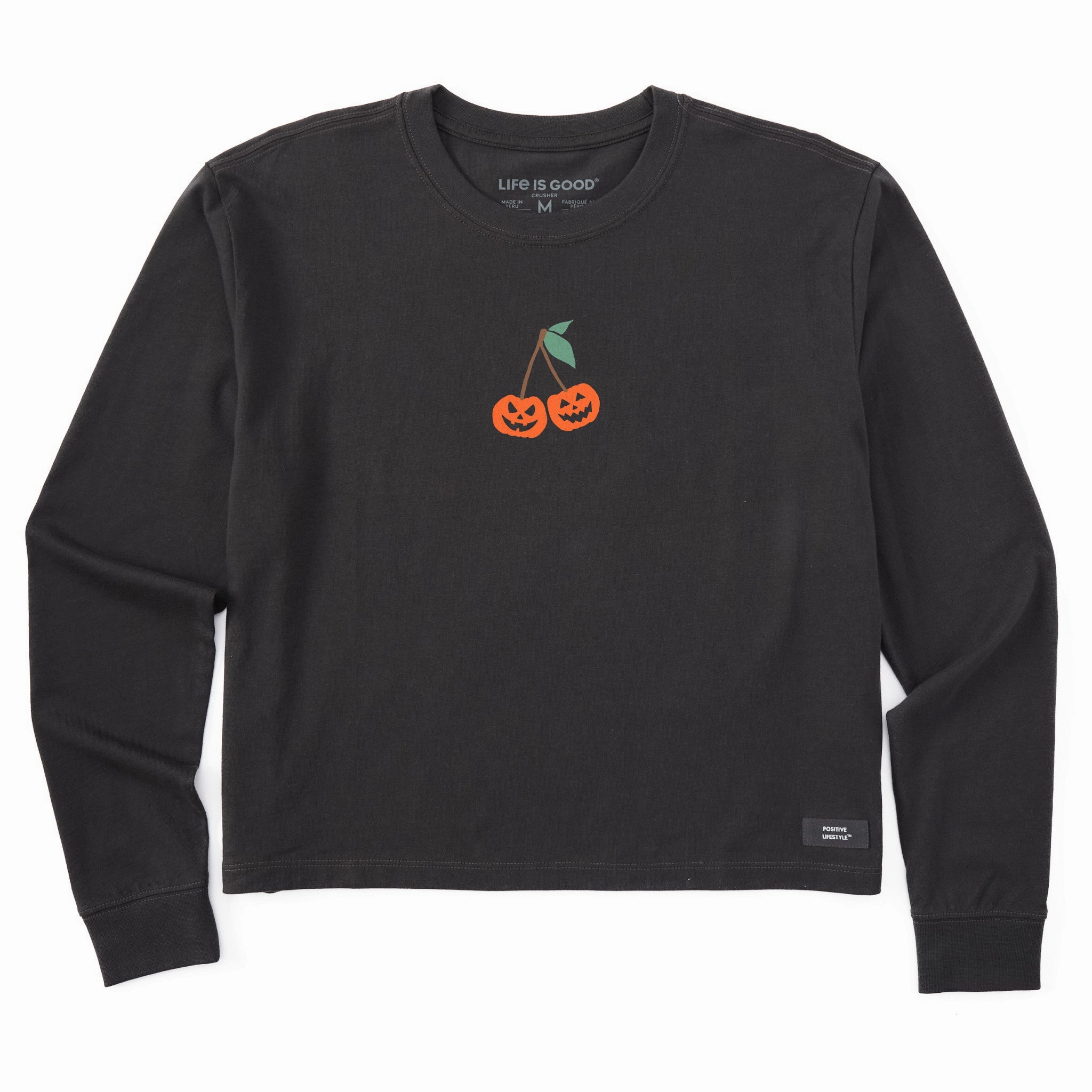 Dimensional Stability Weave Women's Jack O Cherries Long Sleeve Crusher Boxy Tee