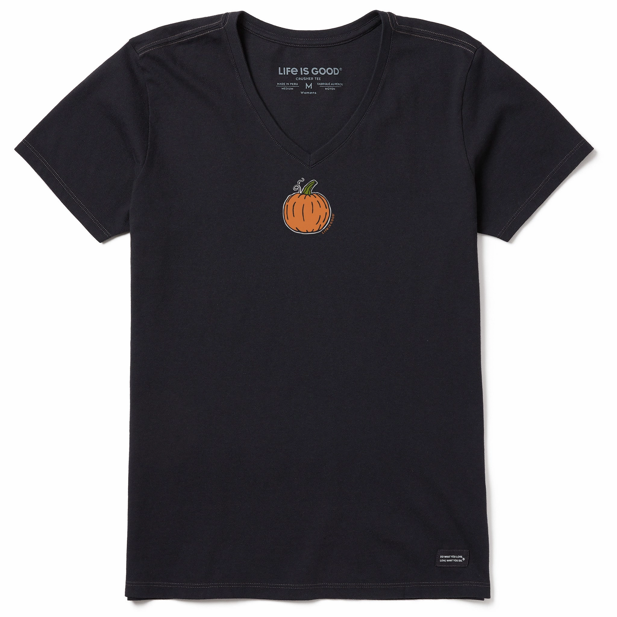 Women's Li'l Pumpkin Short Sleeve Crusher Vee Stretchable Collar Band