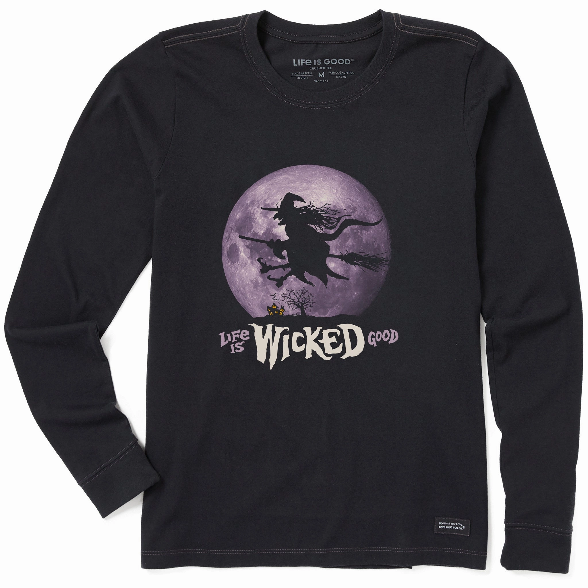 Soft Touch Texture Women's Life is Wicked Good Witch Long Sleeve Crusher Tee