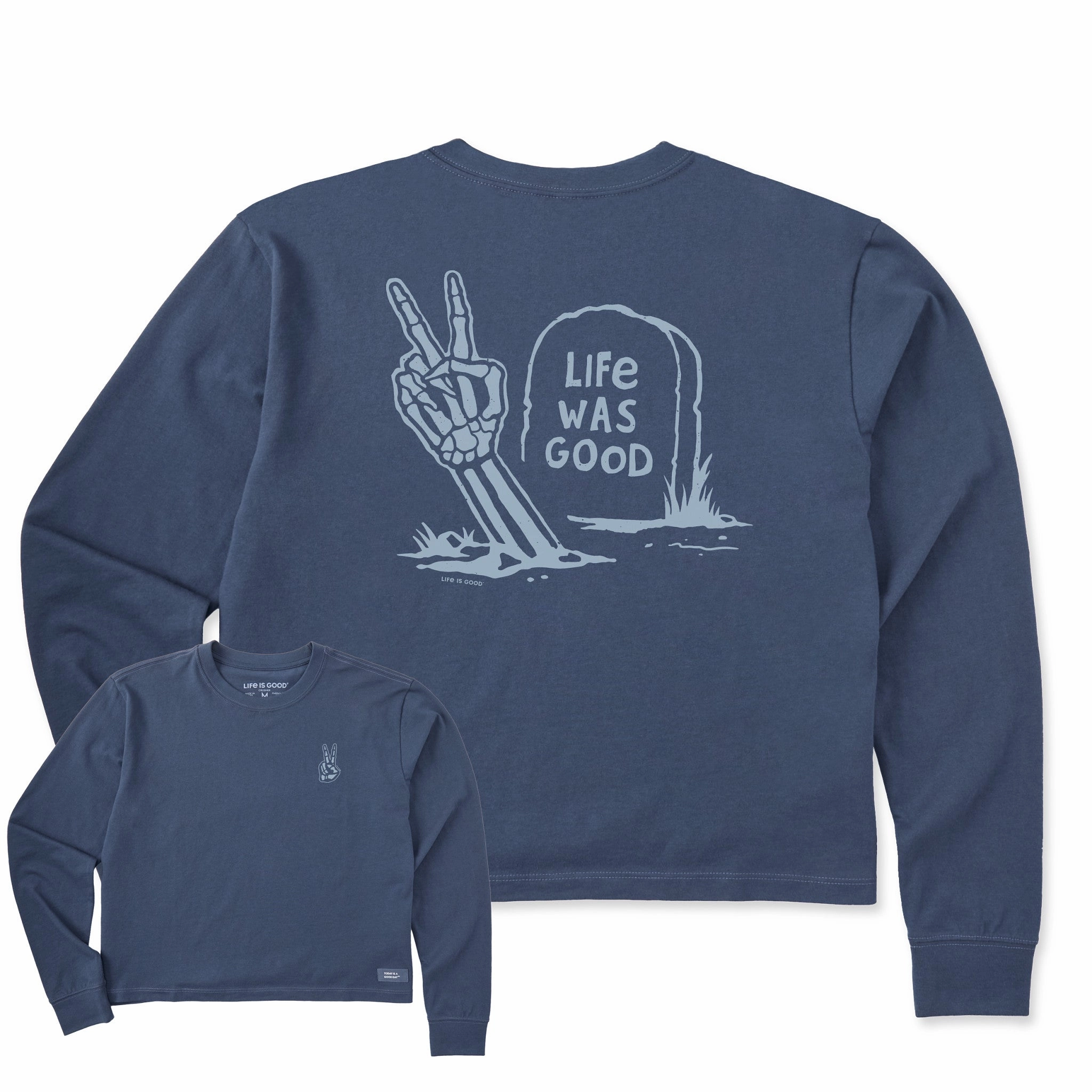Women's Life Was Good Peace Out Long Sleeve Crusher Boxy Tee Light Layer