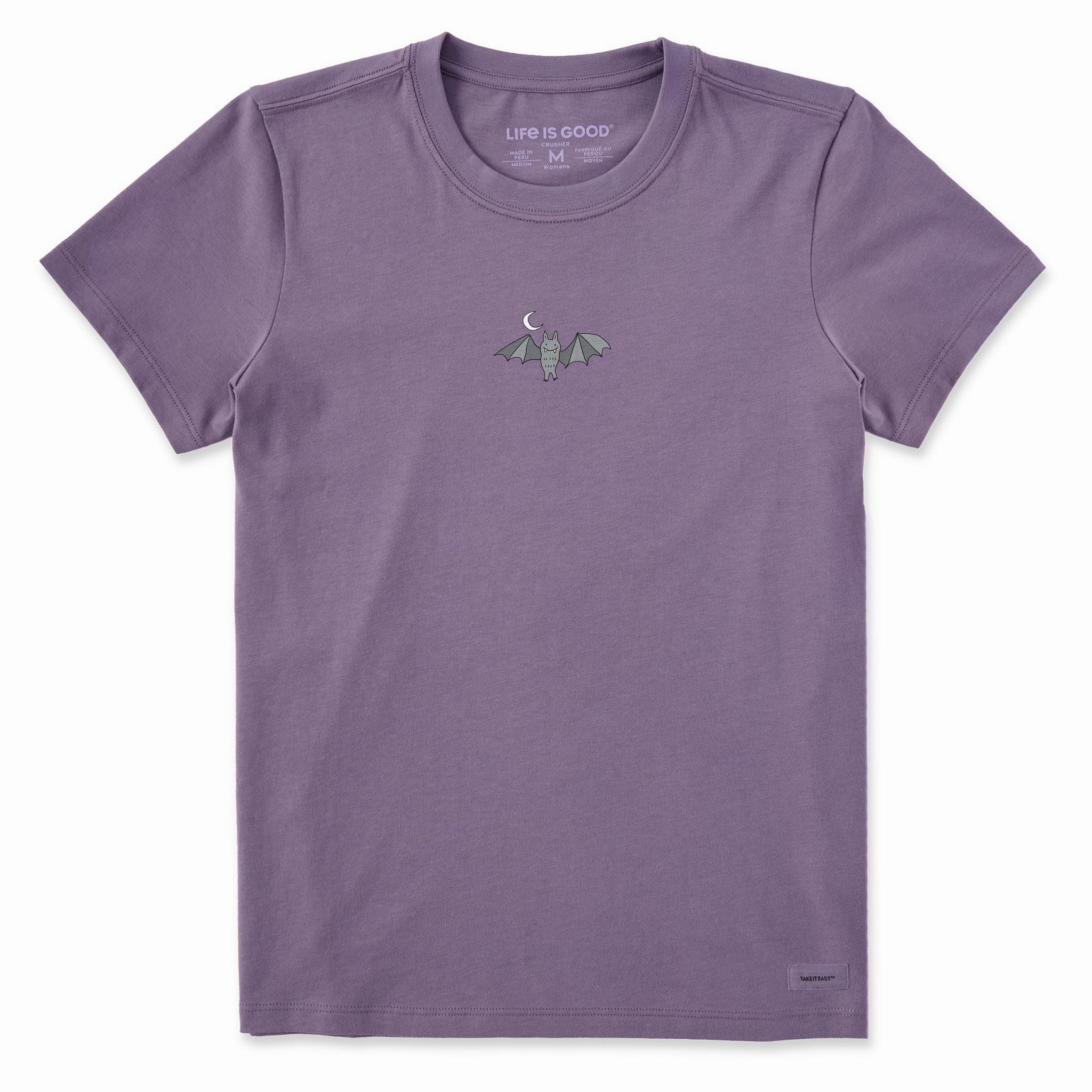 Women's Moon & Bat Short Sleeve Crusher Tee Wool combination discount offer