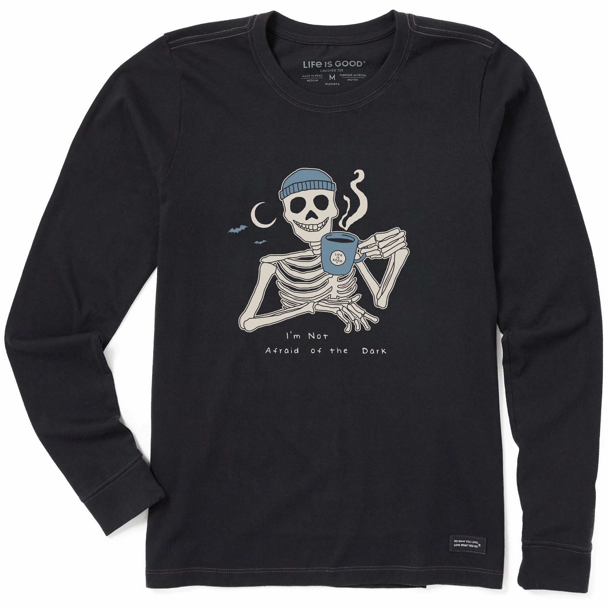 Women's Not Afraid Skeleton Long Sleeve Crusher Tee Comfy Fit Wear