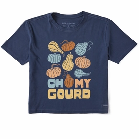 Comfortable All Day Wear High Durability Weave Women's Oh My Gourd Medley Short Sleeve Crusher Boxy Tee