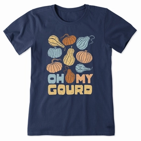 Women's Oh My Gourd Medley Short Sleeve Crusher Tee Classic Outfit Style Sleek Waist