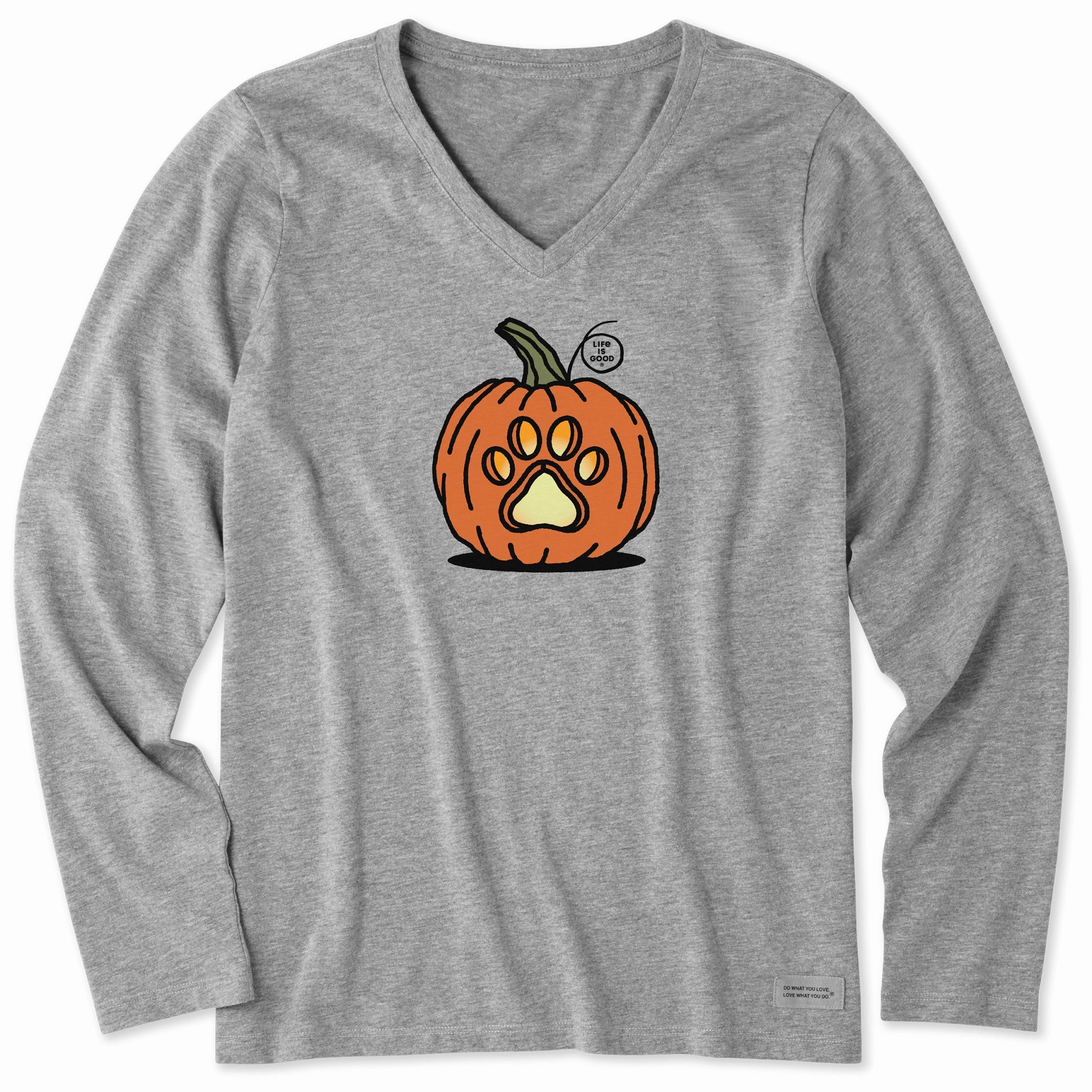 Cozy and Soft Women's Paw Pumpkin Long Sleeve Crusher Vee