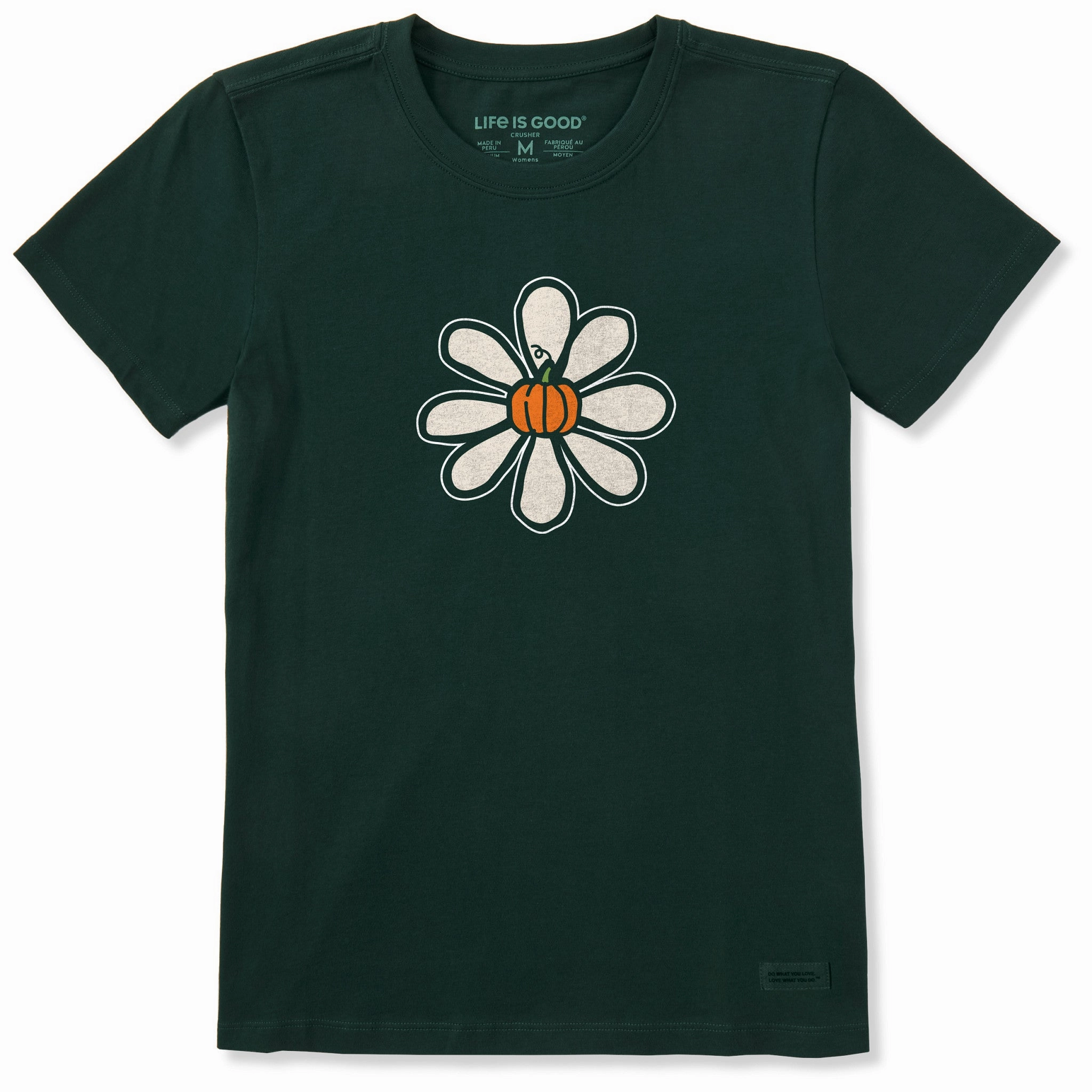 Women's Pumpkin Daisy Short Sleeve Crusher Tee Travel Essential Timeless Must-Have
