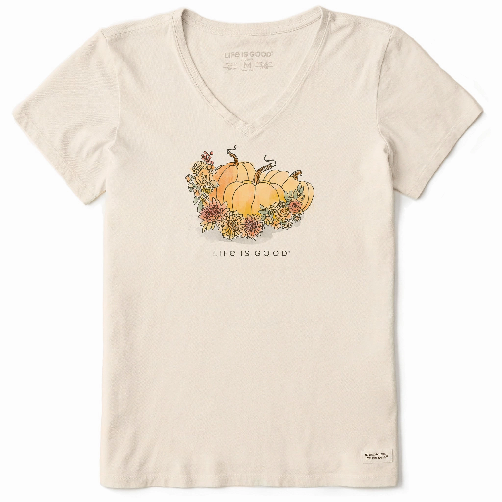 Women's Pumpkin Patch Watercolor Short Sleeve Crusher Vee SeamlessConstruction Preppy