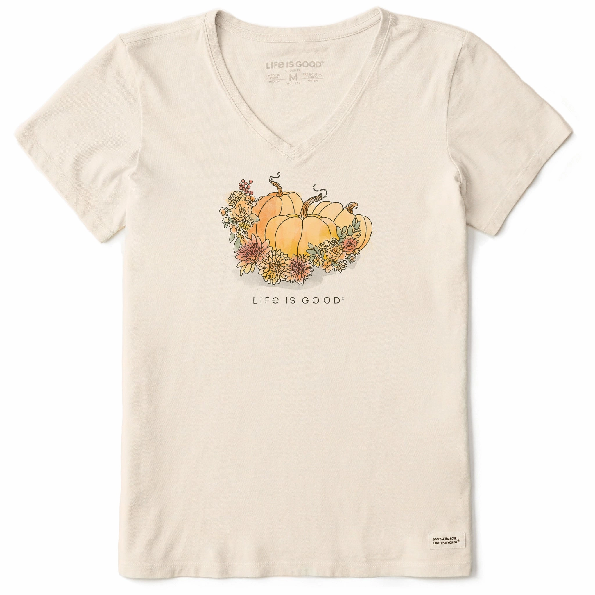 Women's Pumpkin Patch Watercolor Short Sleeve Crusher Vee Printed Logo