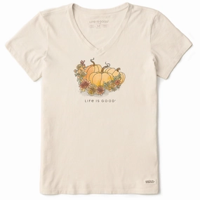 Classic timelessness Low Profile Silhouette Women's Pumpkin Patch Watercolor Short Sleeve Crusher Vee