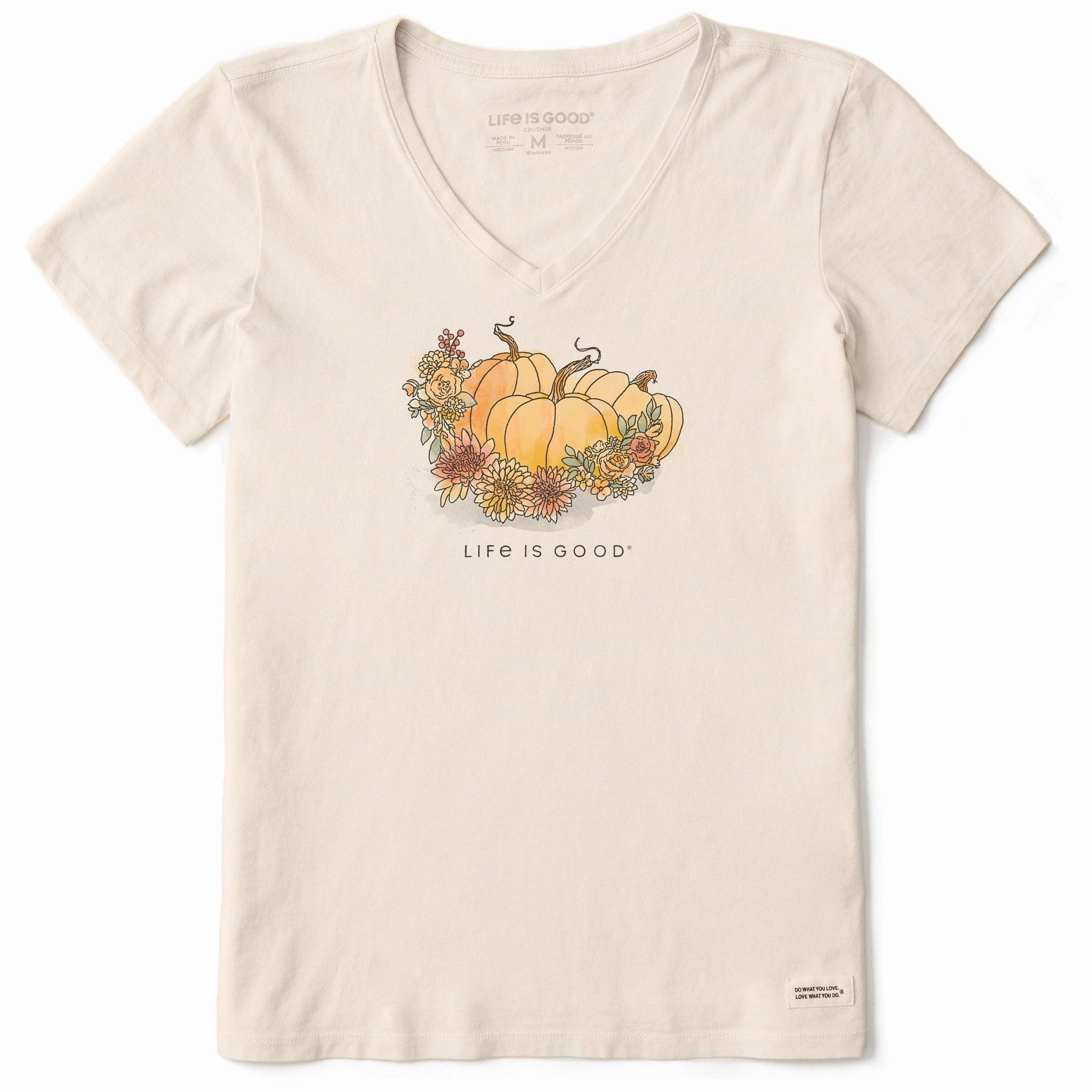 Women's Pumpkin Patch Watercolor Short Sleeve Crusher Vee Daily Favorite Christmas