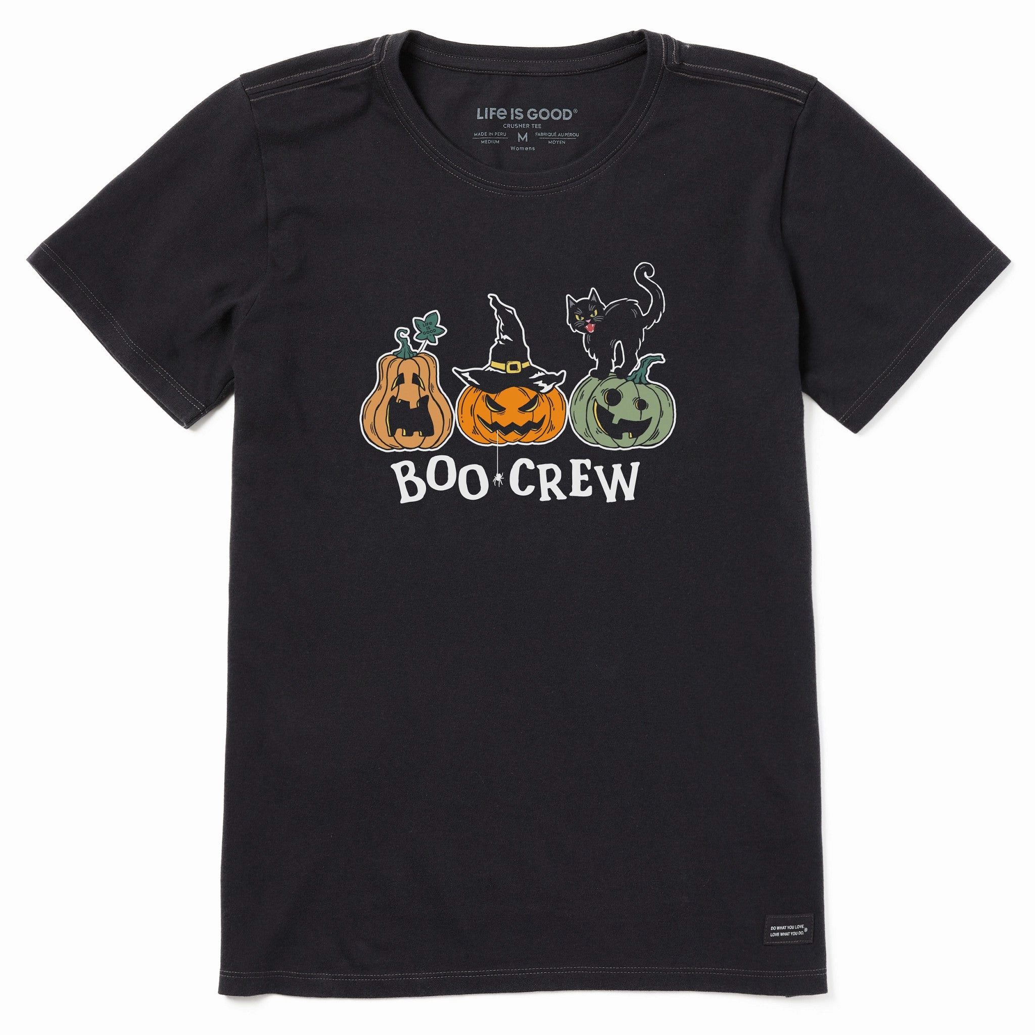 Women's Pumpkins Boo Crew Short Sleeve Crusher Tee Light Trend Heavyweight Weave