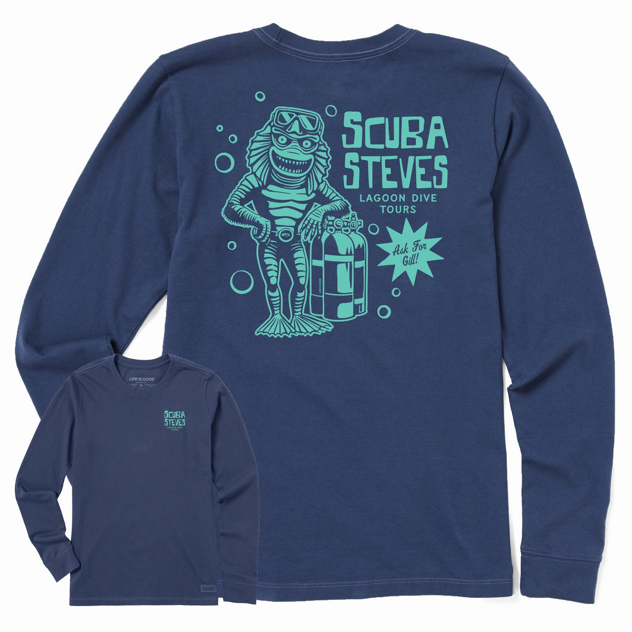 Sleek Stretch Cool and Chic Women's Scuba Steve's Lagoon Dive Tours Long Sleeve Crusher Tee
