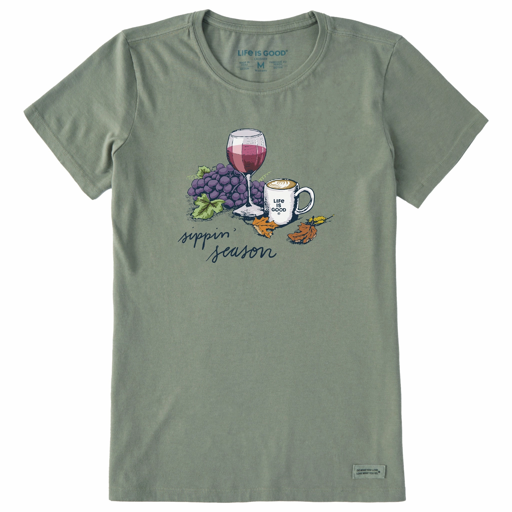 Women's Sippin' Season Wine & Coffee Short Sleeve Tee Lightweight Shirt